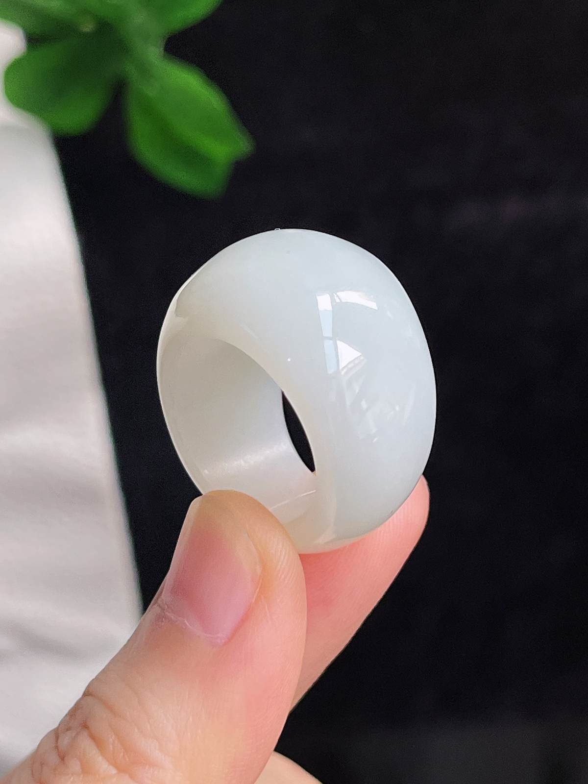 和田玉白玉馒头指环