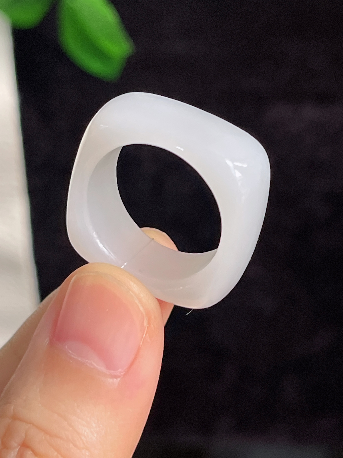 和田玉白玉方形指环