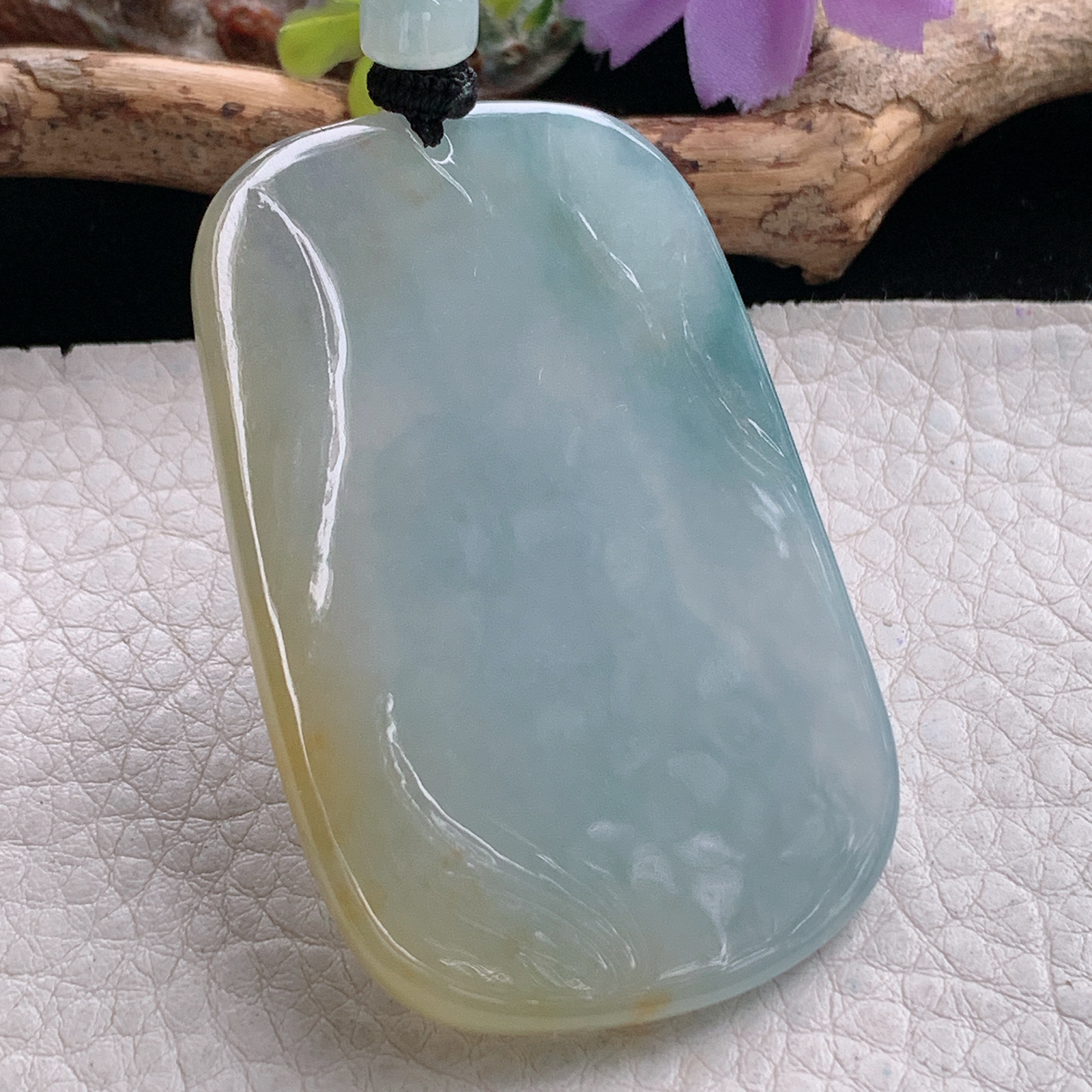 yl实拍58.5*39*5.8缅甸翡翠冰三彩阿弥陀佛佛祖玉吊坠 玉挂件