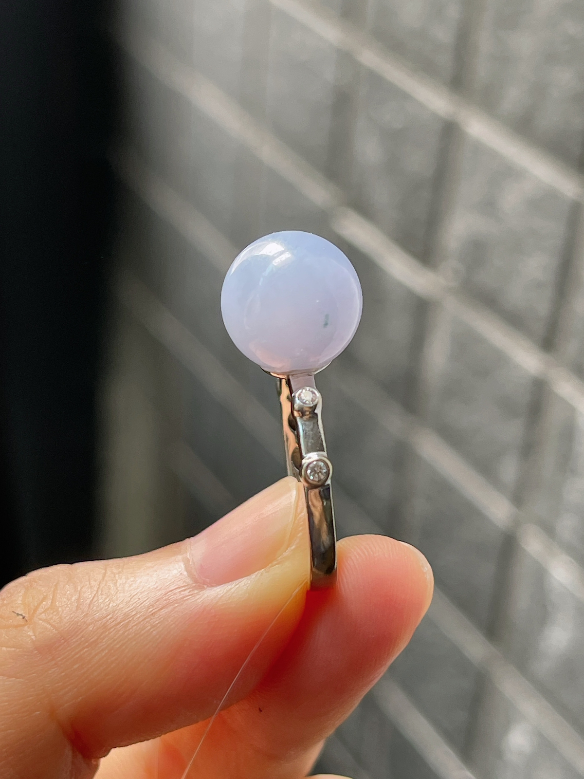 18k金 翡翠糯化种紫色戒指