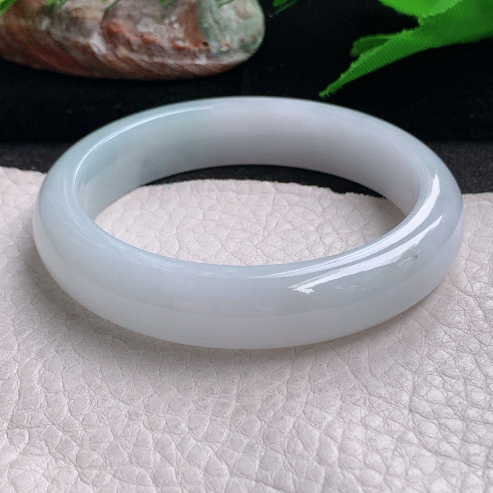 z实拍53*12.2*7.6平安镯 缅甸翡翠a货手镯清新纯美正圈玉镯子