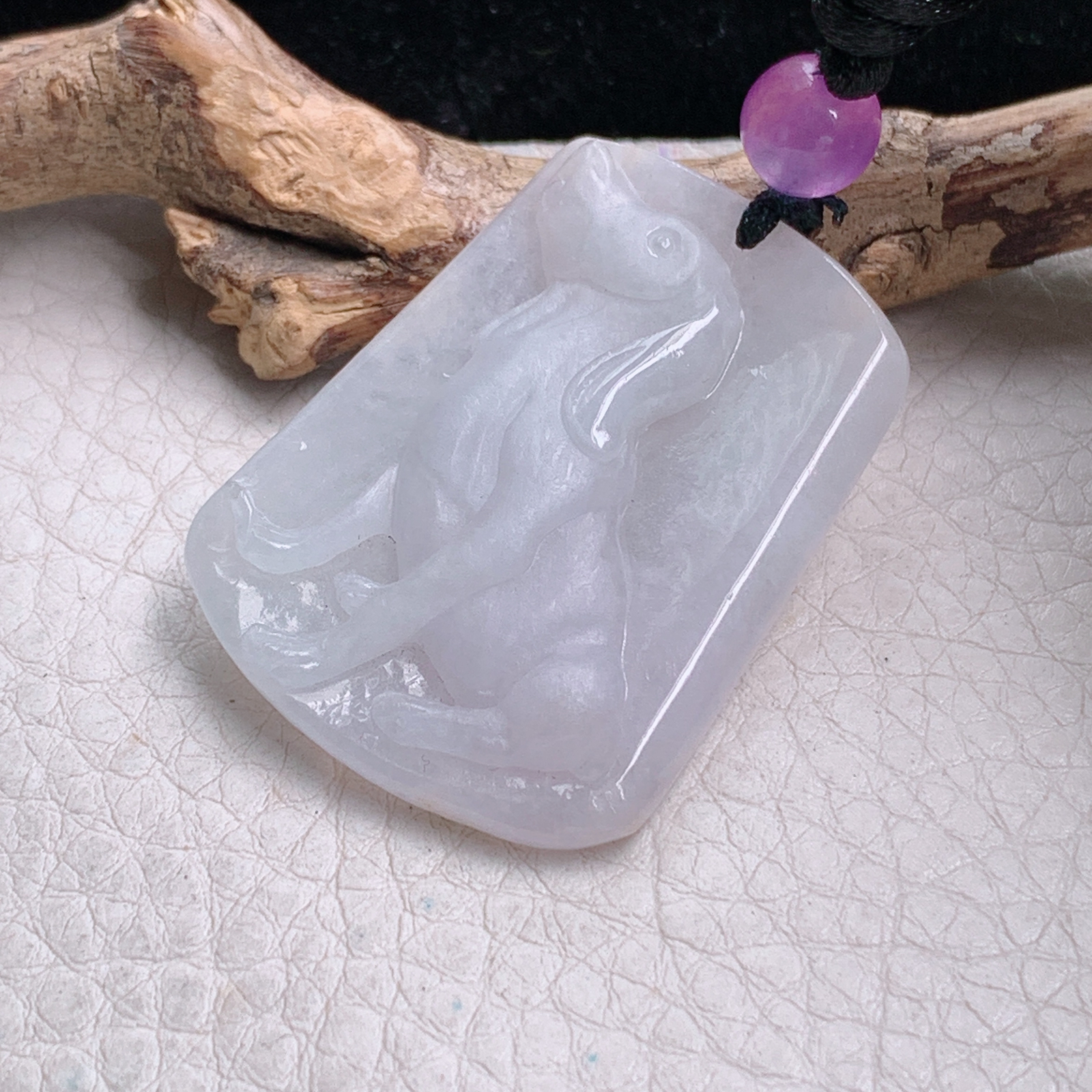 t实拍40.8*29.5*6缅甸翡翠A货精雕冰纯立体狗 招财旺财玉吊坠 玉挂件