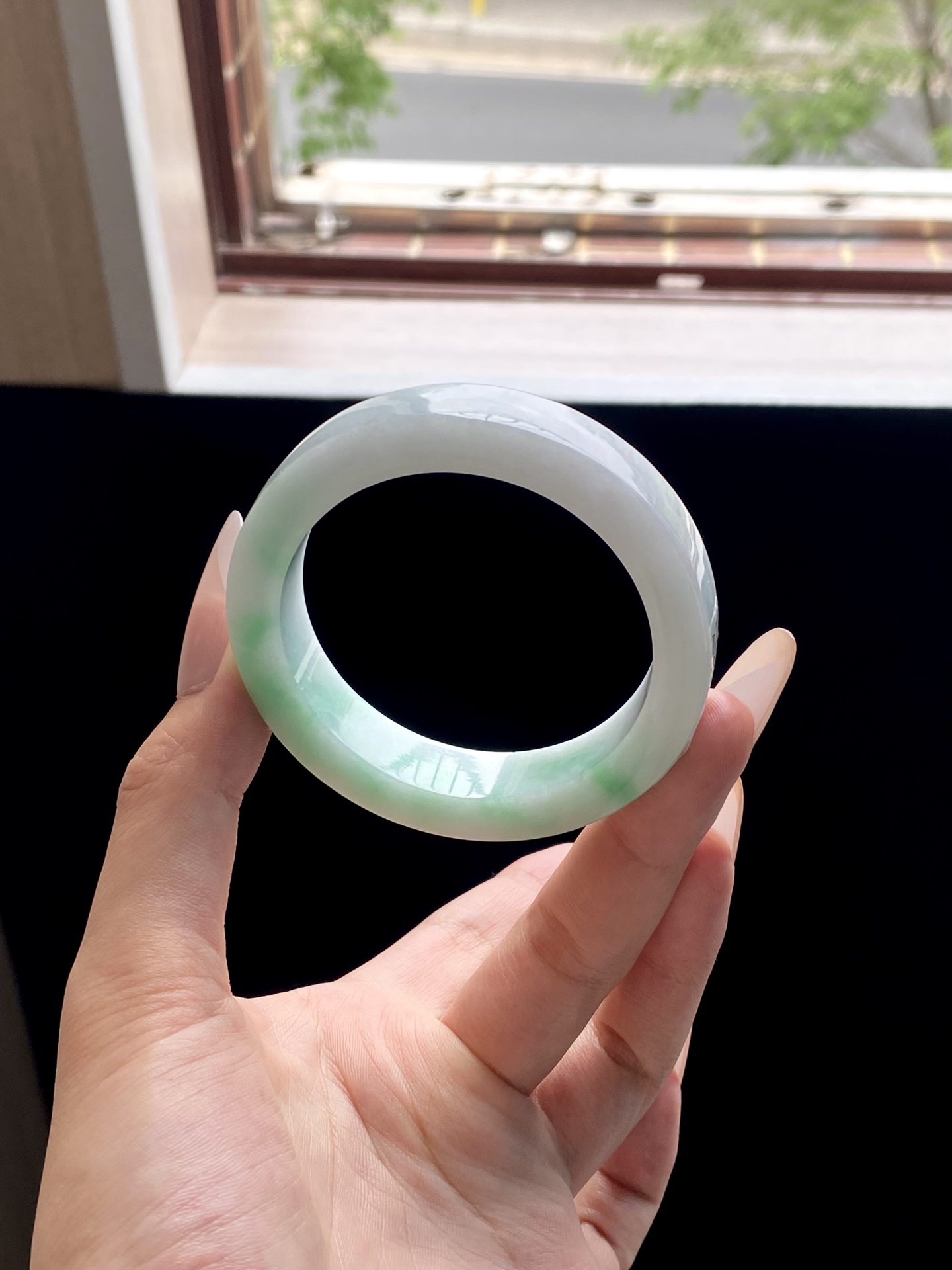 小圈口白底青镯胚，A0422-5，⭕️69-53-12.5-8.5，可做53～54正圈