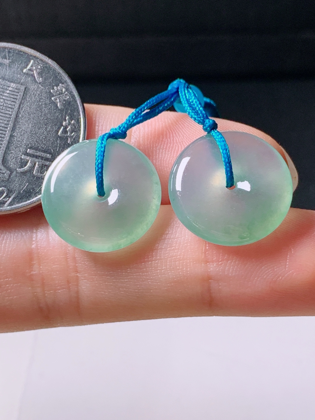 冰种平安扣，无裂，冰透起胶，裸石16.3/4.1，编号