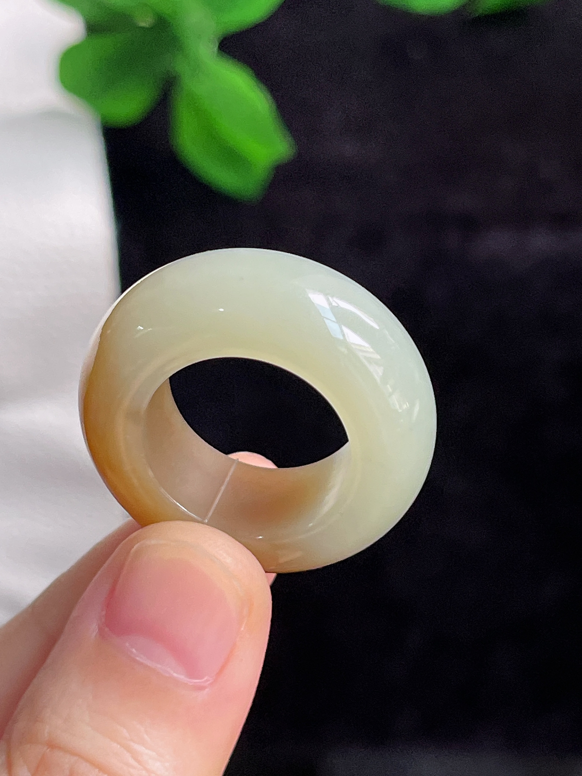 和田玉糖玉宽版指环