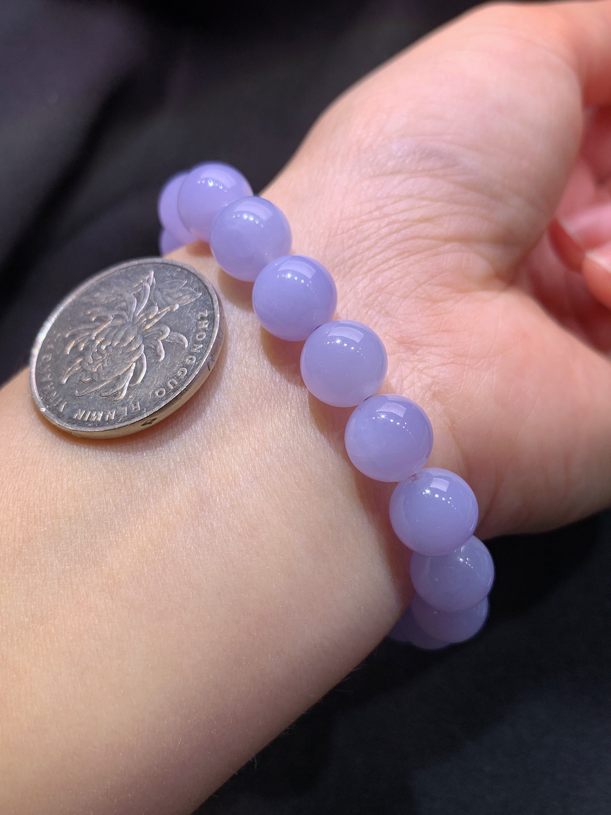 紫罗兰圆珠手串，手链，温润细腻，颜色鲜艳，Xli 尺寸9.5