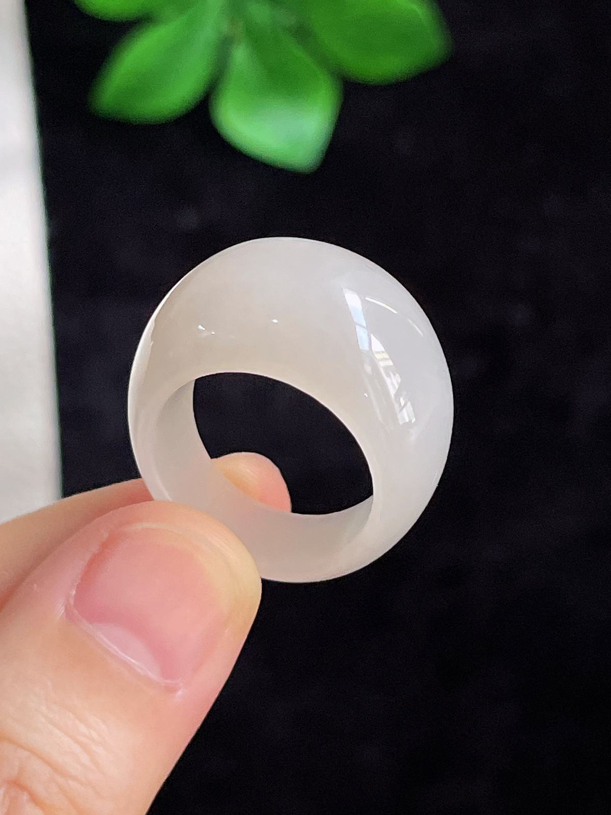 和田玉白玉馒头指环