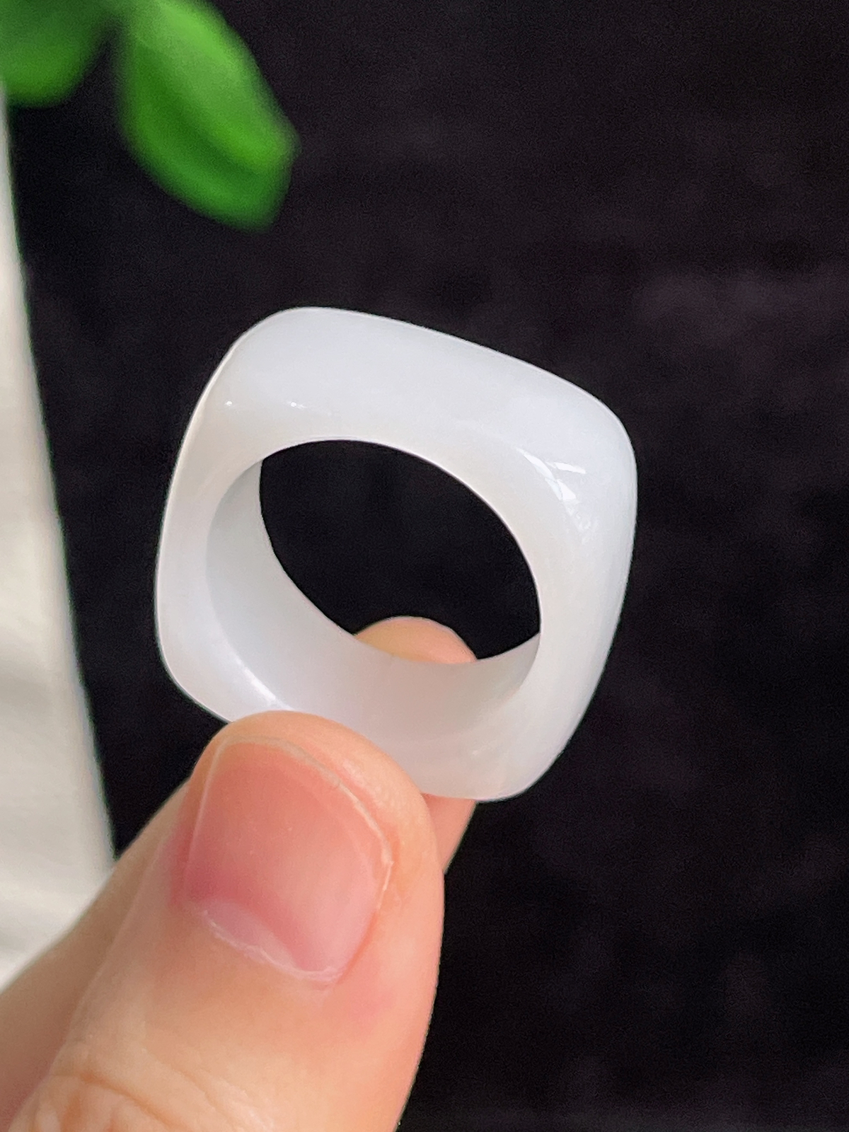 和田玉白玉方形指环