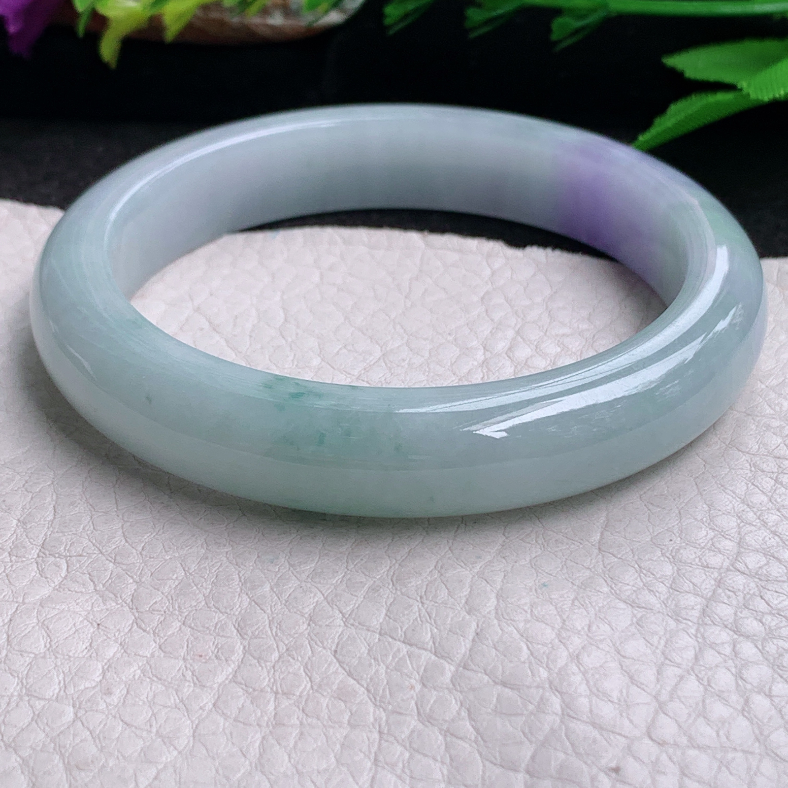 nr大圈口62*12.3*9平安镯 缅甸翡翠a货手镯春带彩正圈玉镯子