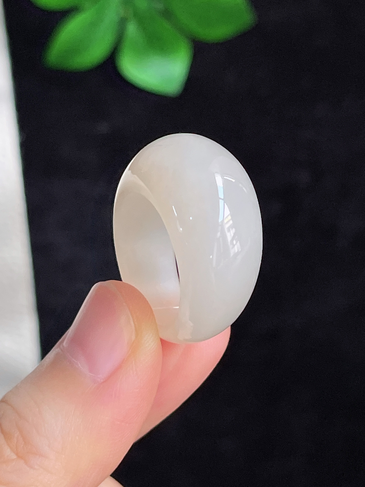 和田玉白玉馒头指环