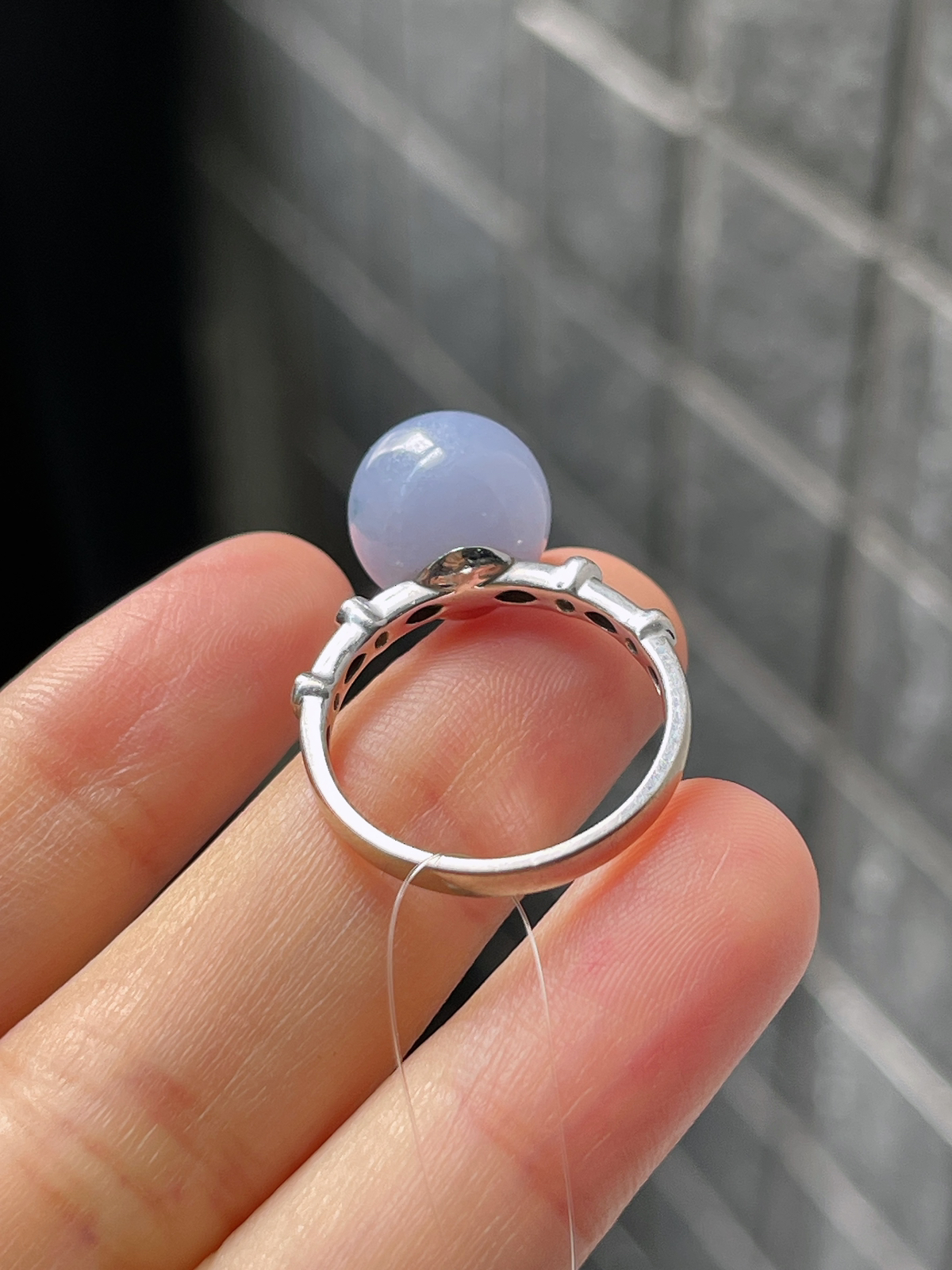 18k金 翡翠糯化种紫色戒指