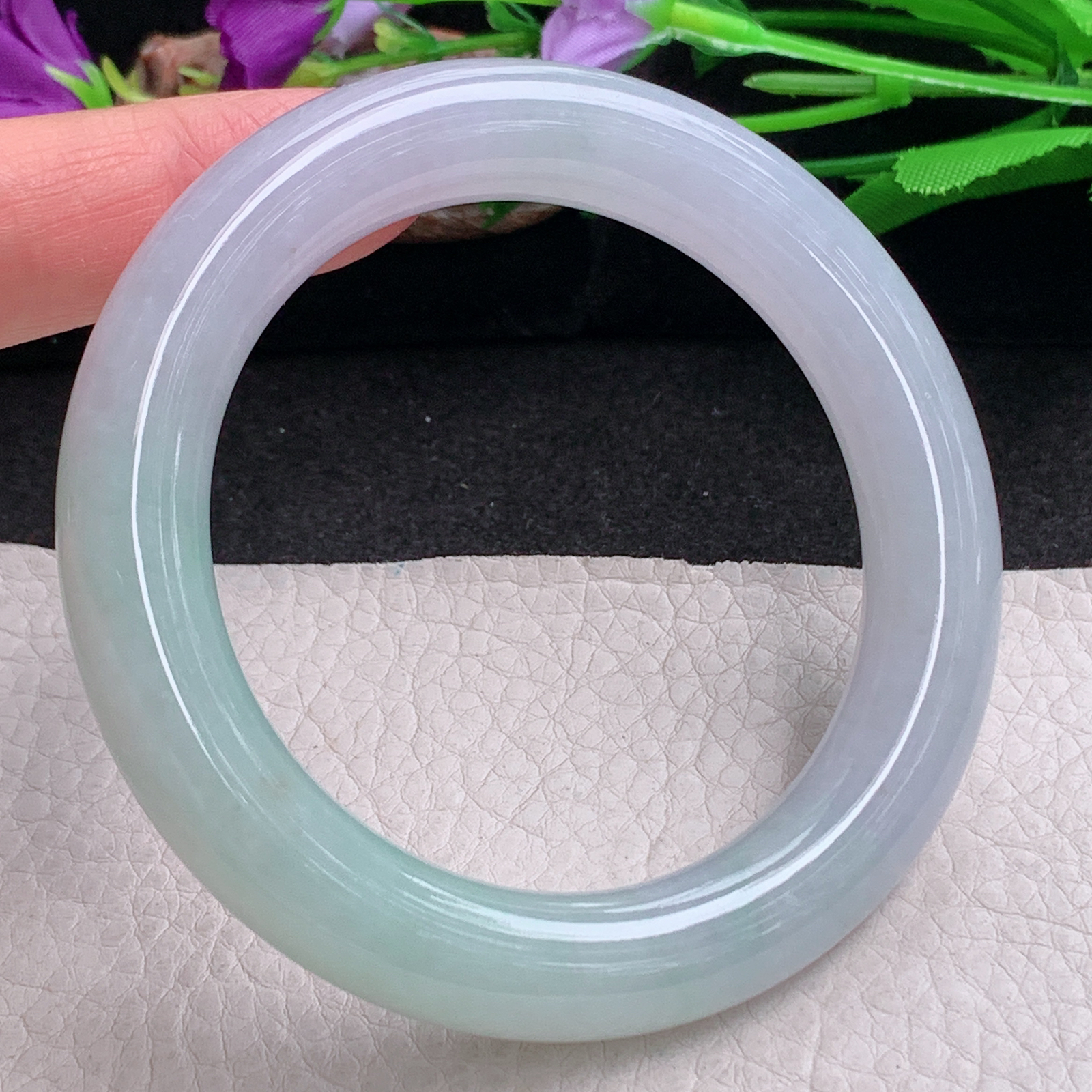 xc实拍57*11*11.5美人镯 缅甸翡翠a货手镯春带彩女款圆条玉镯子