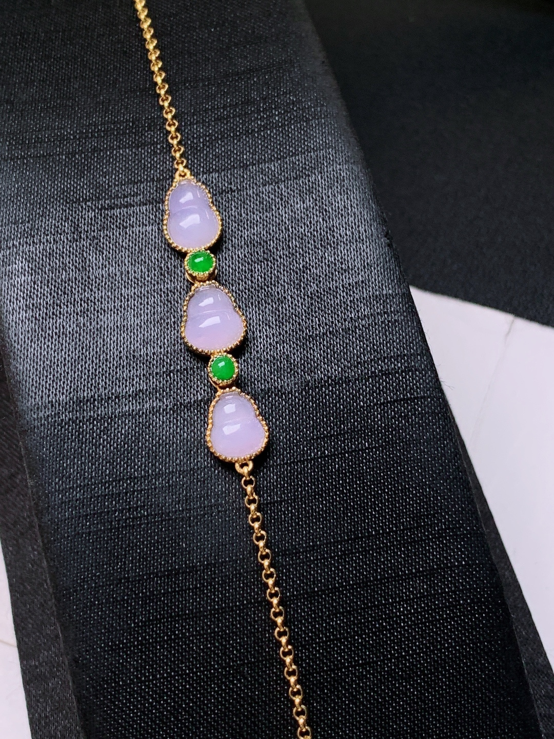 冰粉紫葫芦手链，色甜水润，裸石8.5/7.1/1.6