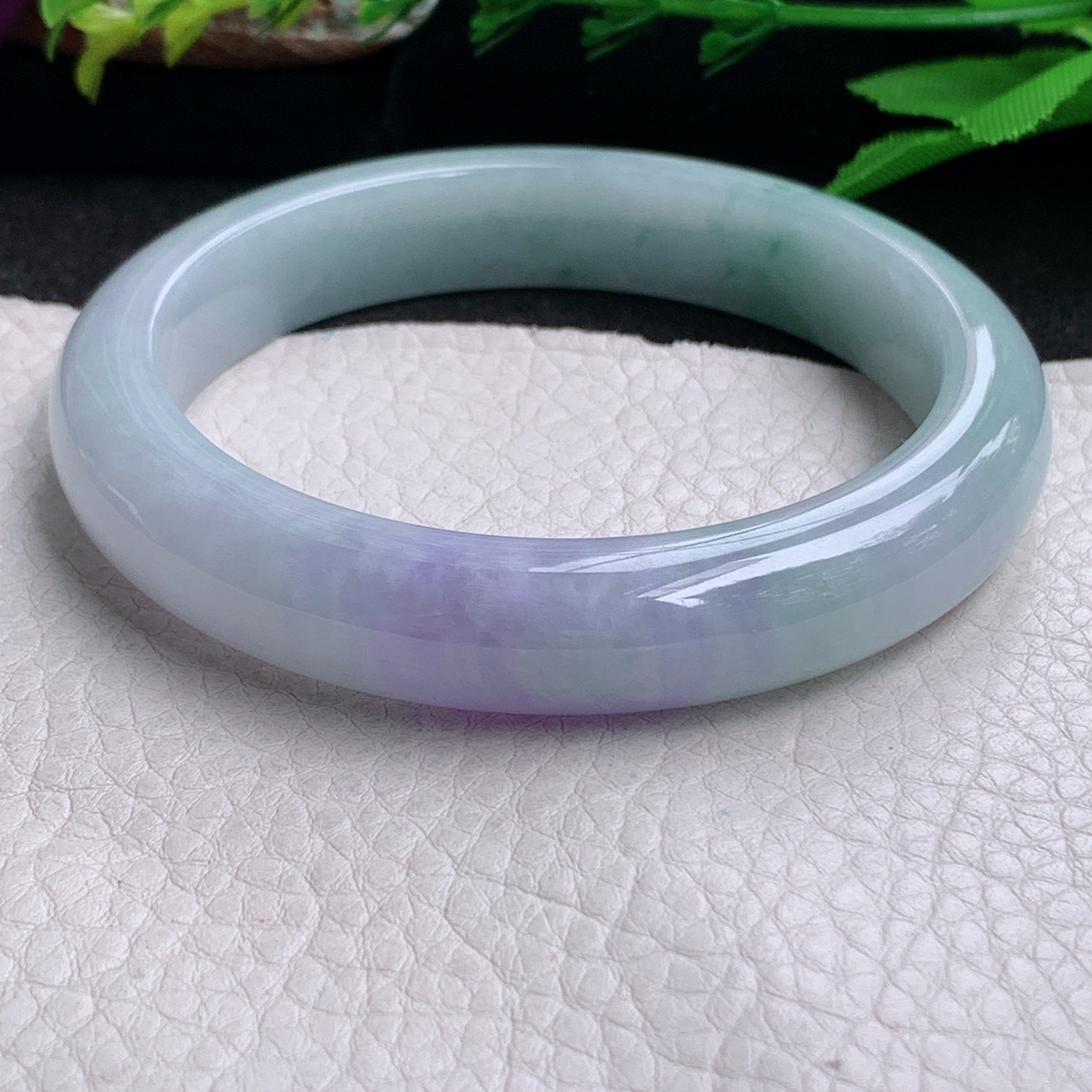 nr大圈口62*12.3*9平安镯 缅甸翡翠a货手镯春带彩正圈玉镯子