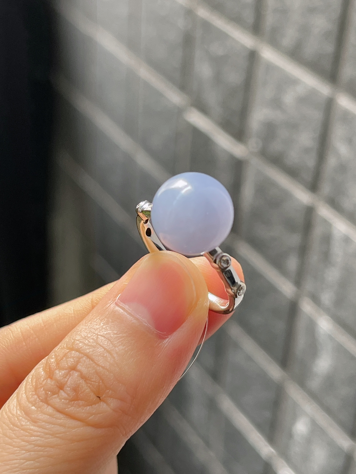 18k金 翡翠糯化种紫色戒指