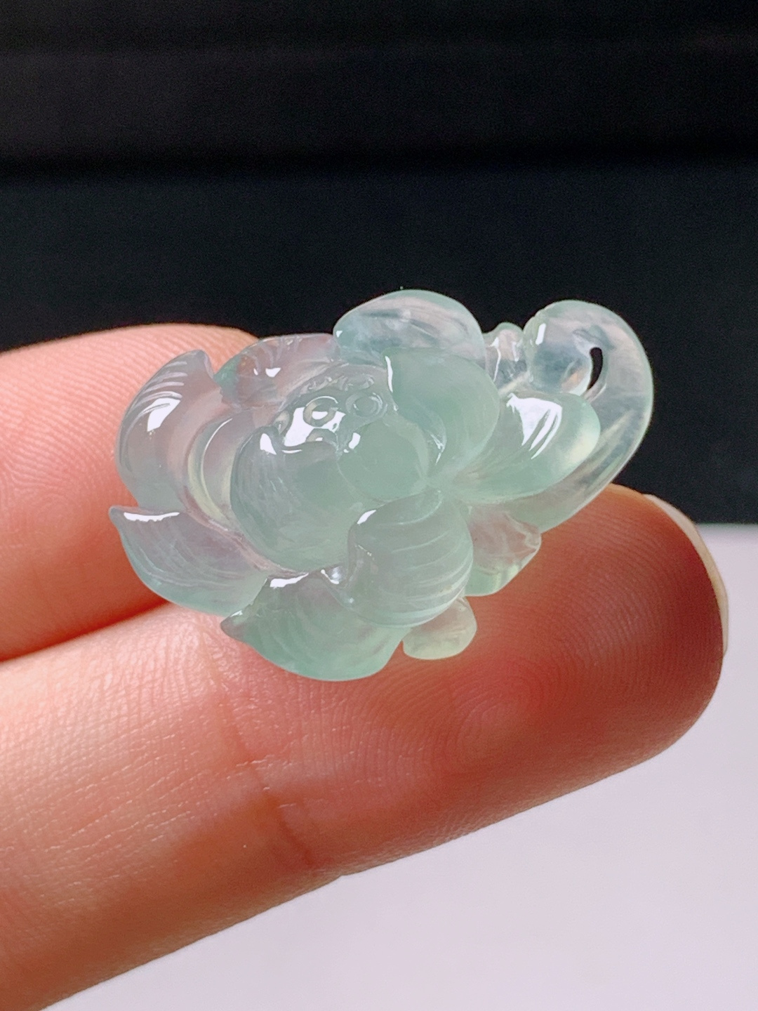 冰种晴水莲花，无裂，裸石25.5/17.1/8.4