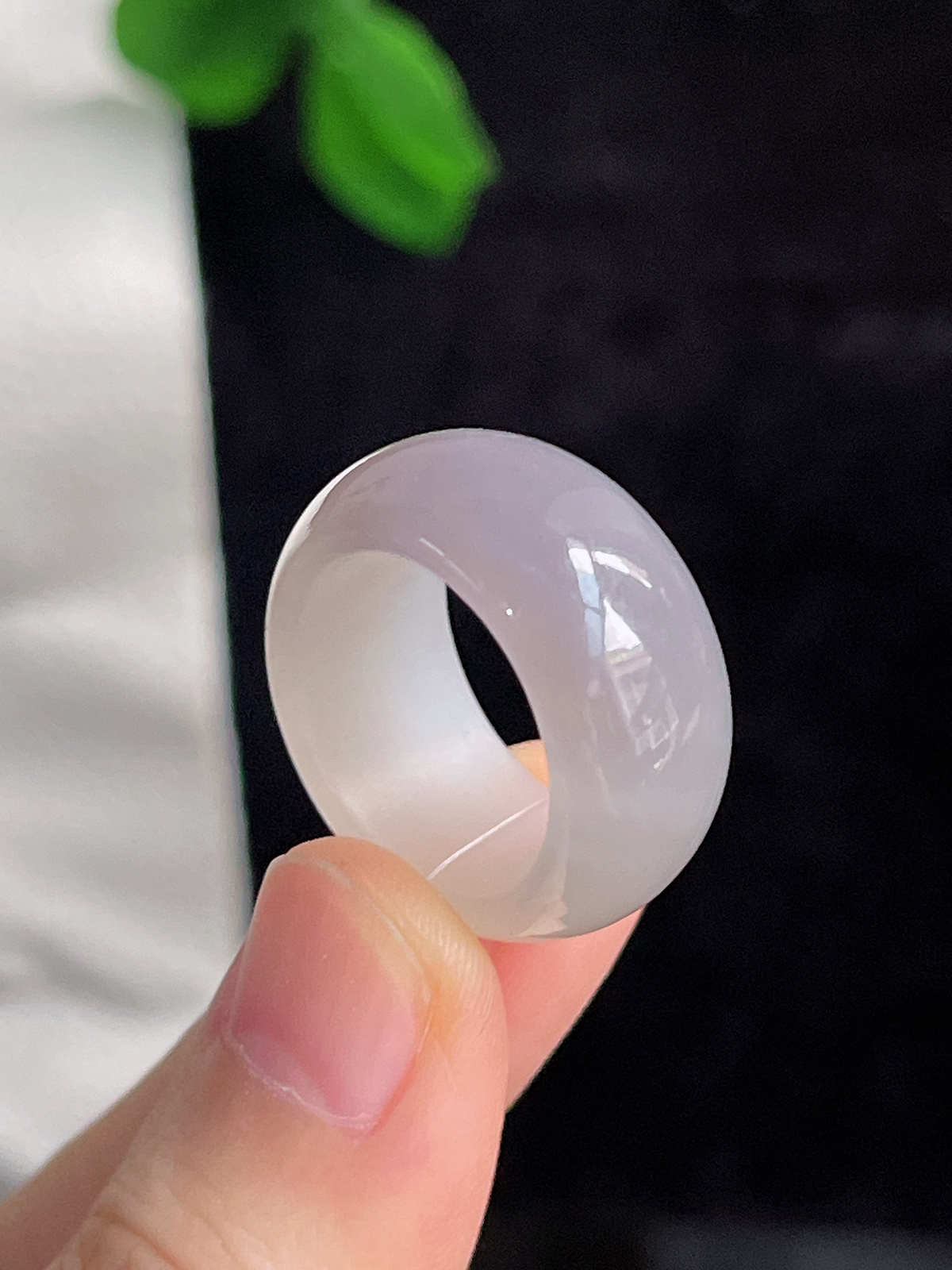 和田玉紫色宽版指环