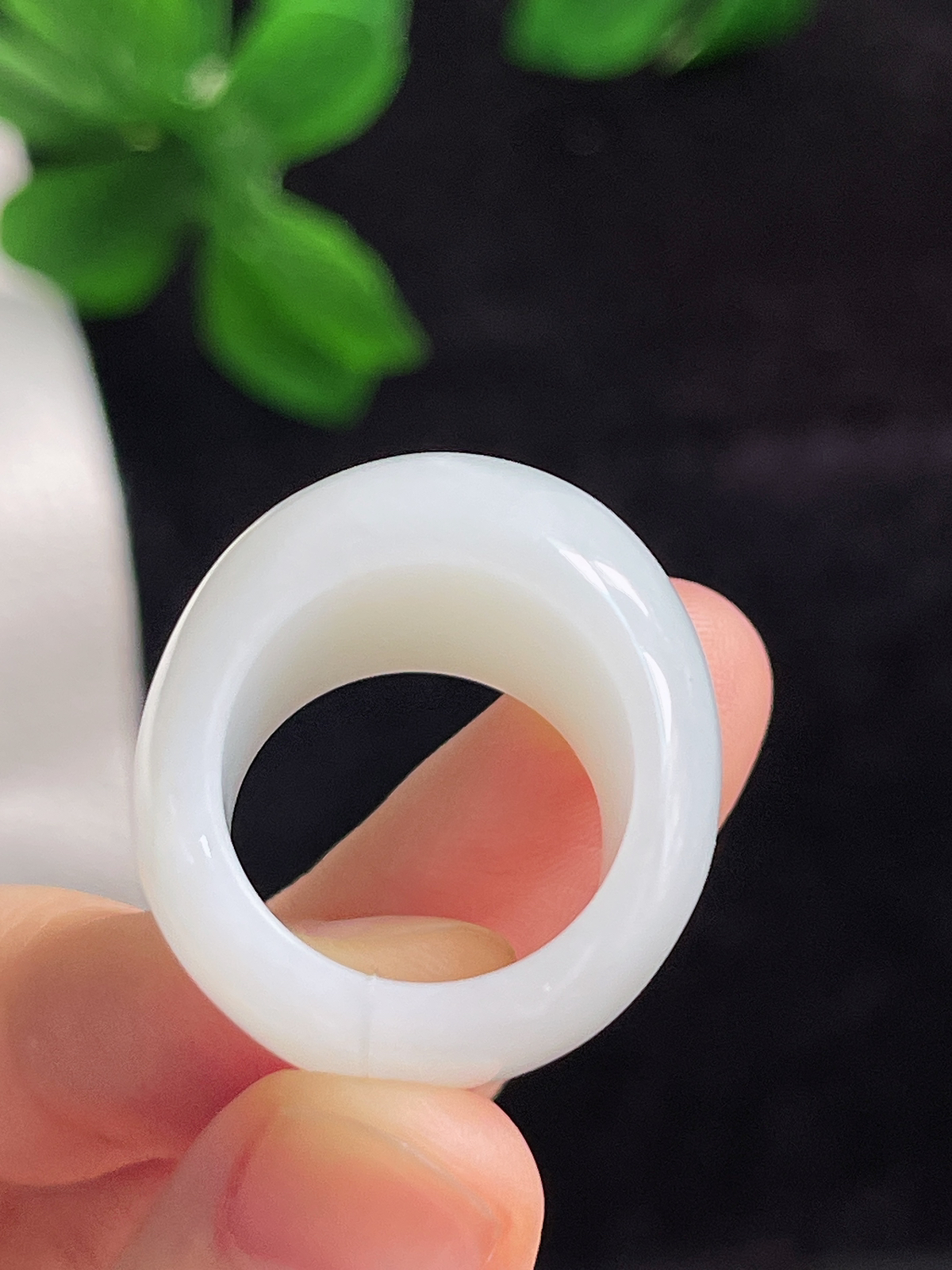 和田玉白玉馒头指环