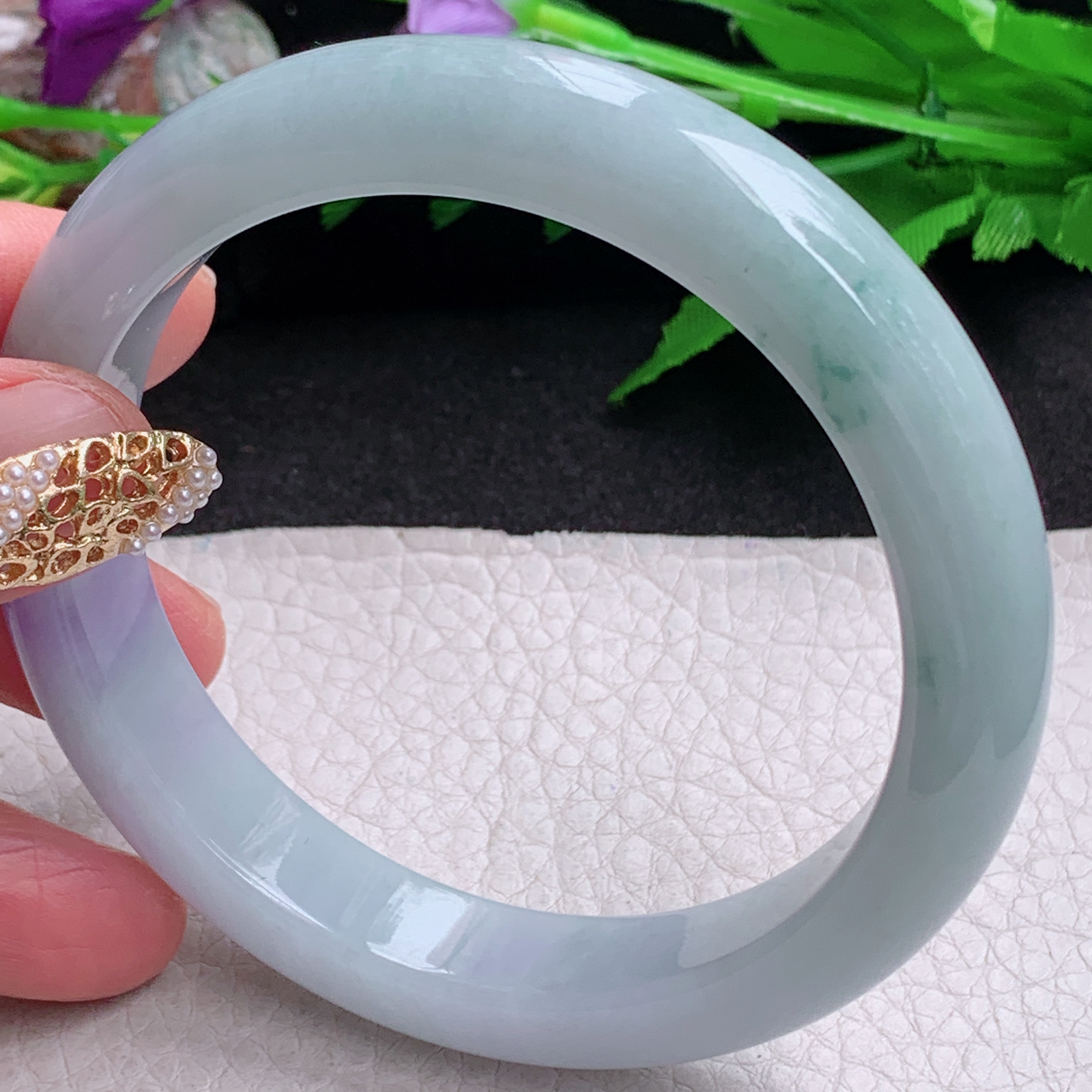 nr大圈口62*12.3*9平安镯 缅甸翡翠a货手镯春带彩正圈玉镯子