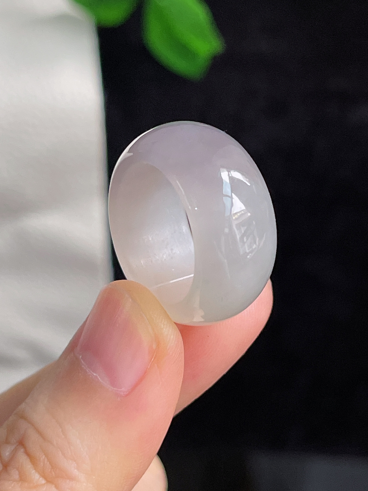 和田玉紫色宽版指环