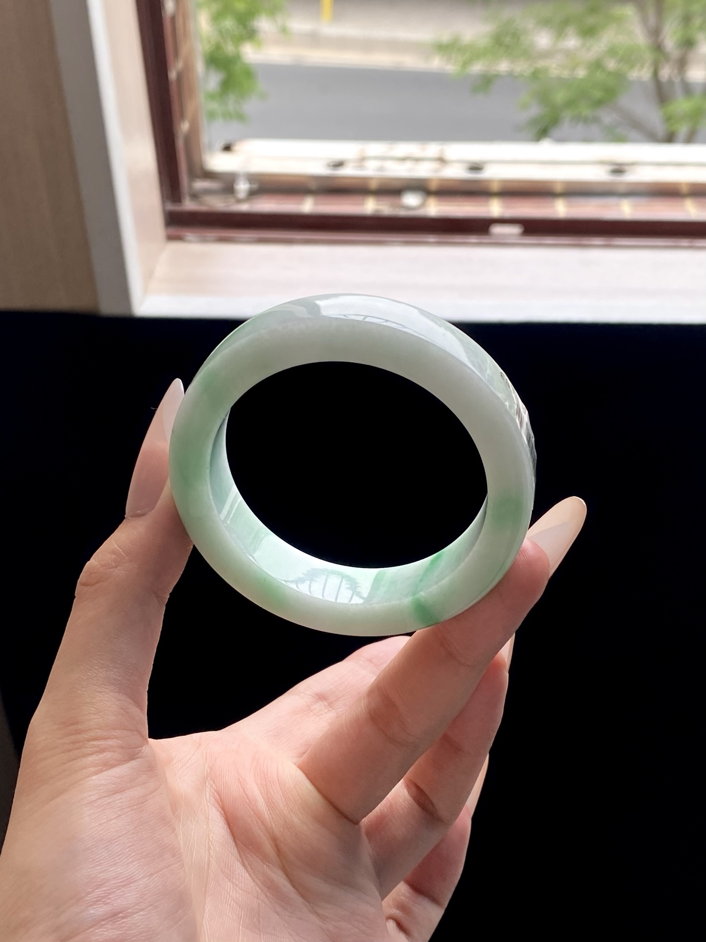 小圈口白底青镯胚，A0422-4，70-53-12.3-8.8，可做53～54正圈