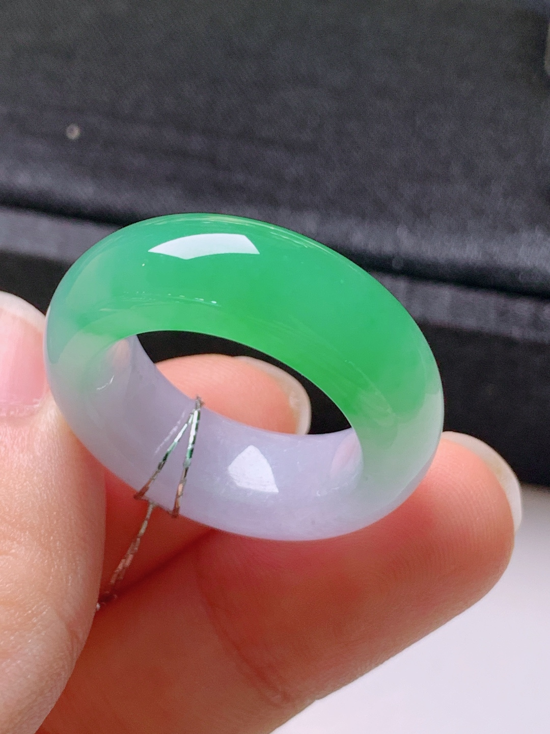 ️ 冰种绿指环，无裂翠旅水润，裸石27.6-8.3-5.1，圈口15