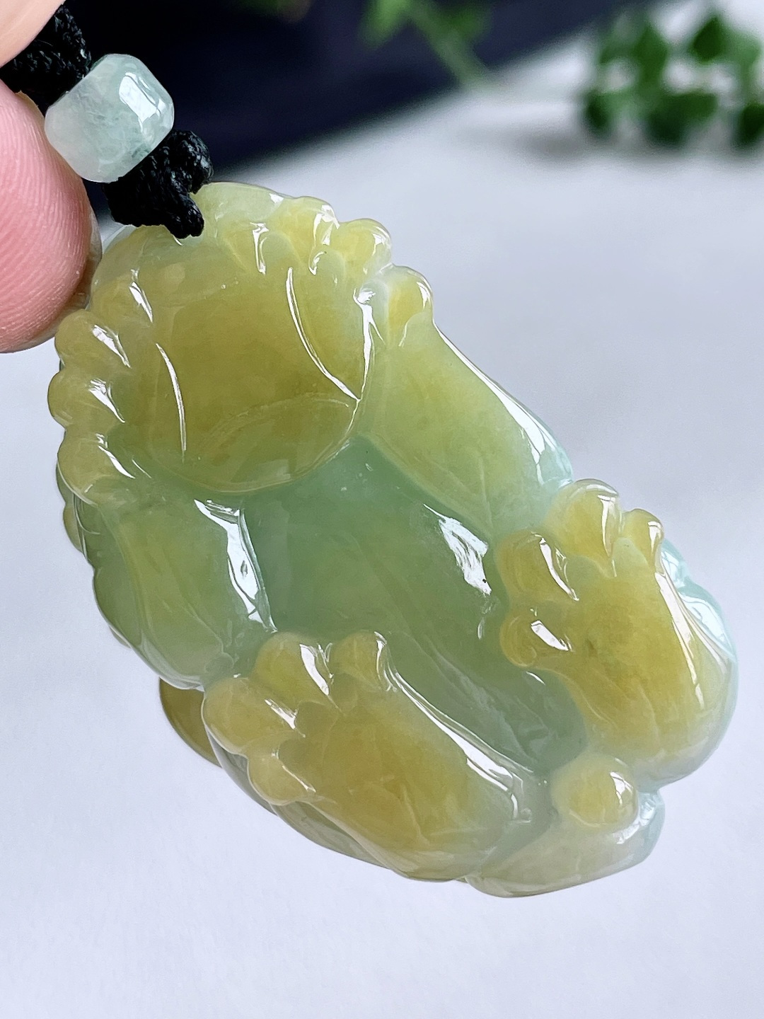 【裸石】冰飘黄翡貔貅吊坠，缅料，无裂，性比高，尺寸40.8/24.5/14.8，重量33.8克