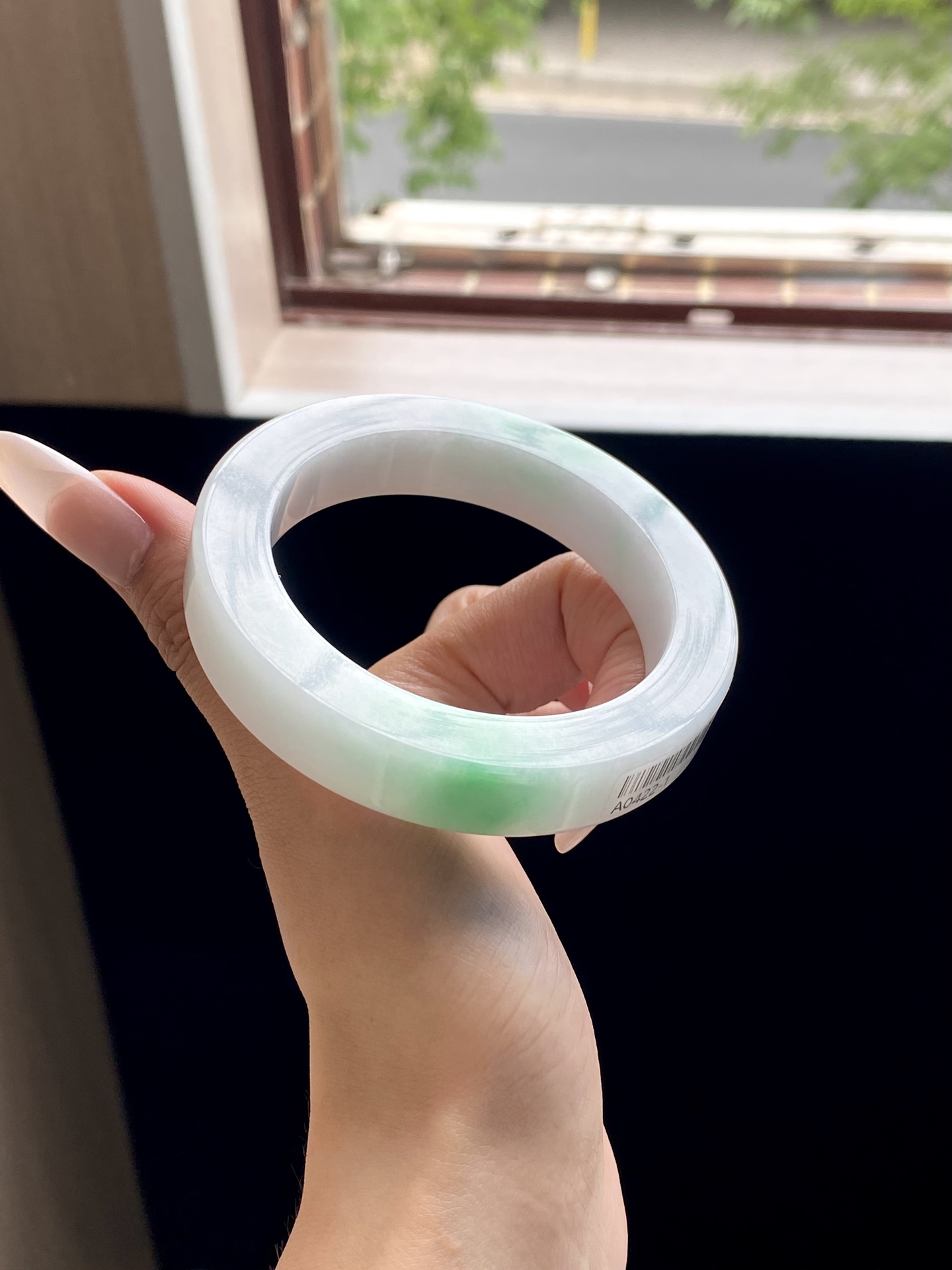 白底青镯胚，A0422-1，76.8-57-12.8-10，可做57～60正圈