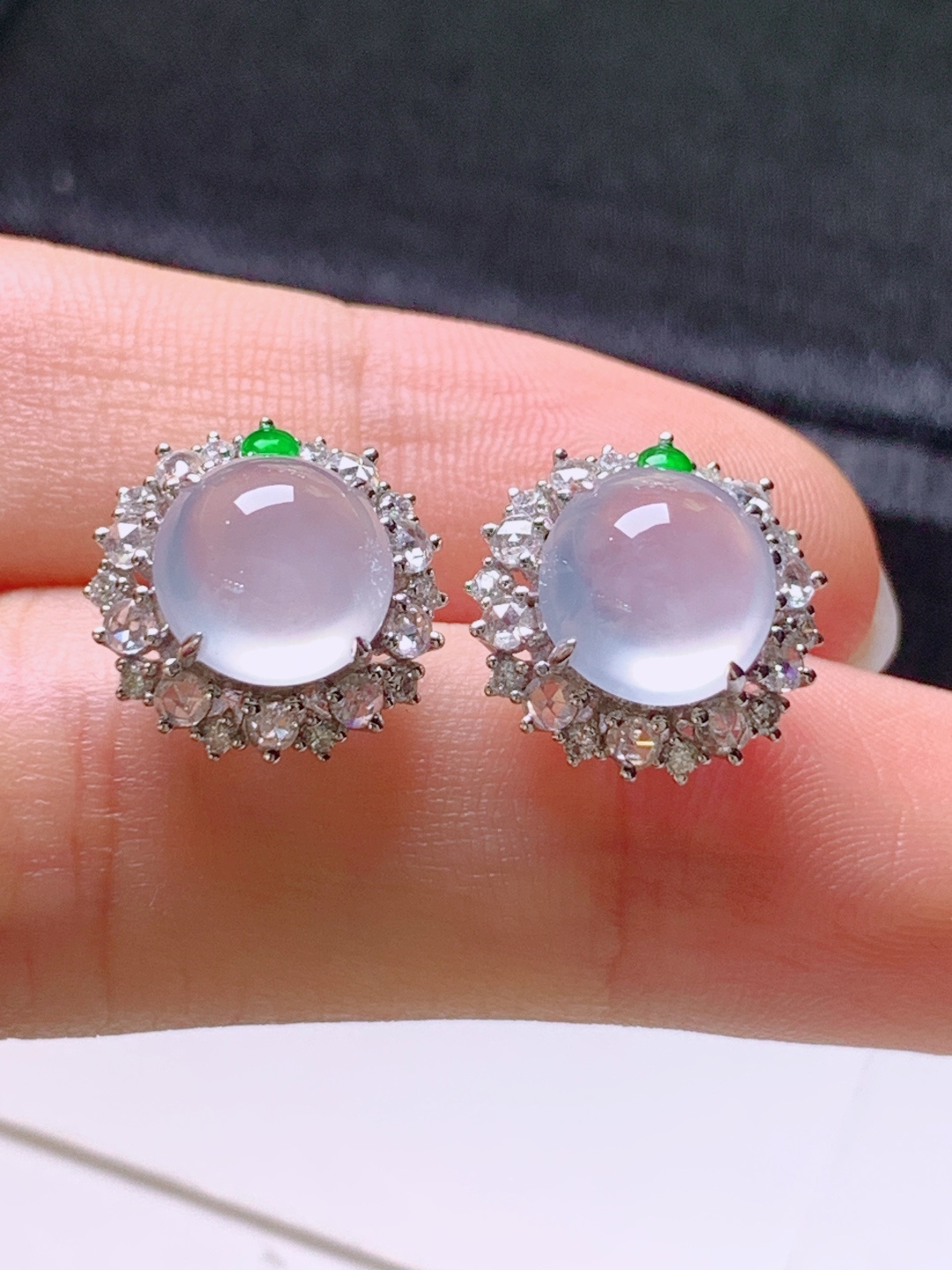 ️ 冰种旦面耳钉，无裂通透起光，种水，裸石8.5/8.3/3.8