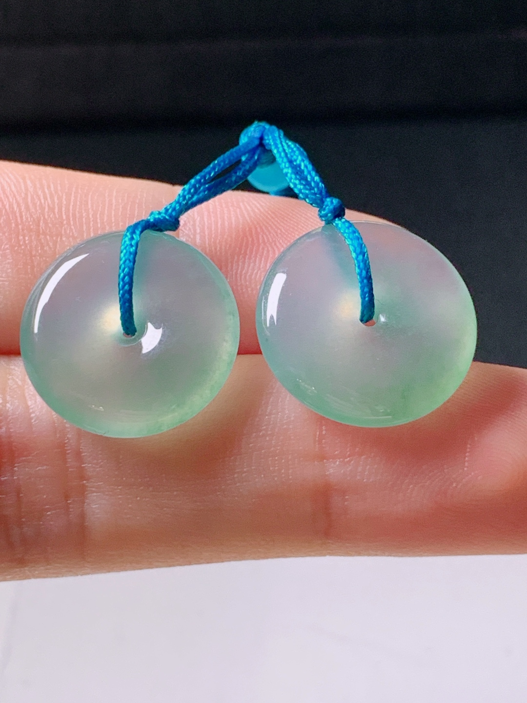 冰种平安扣，无裂，冰透起胶，裸石16.3/4.1，编号