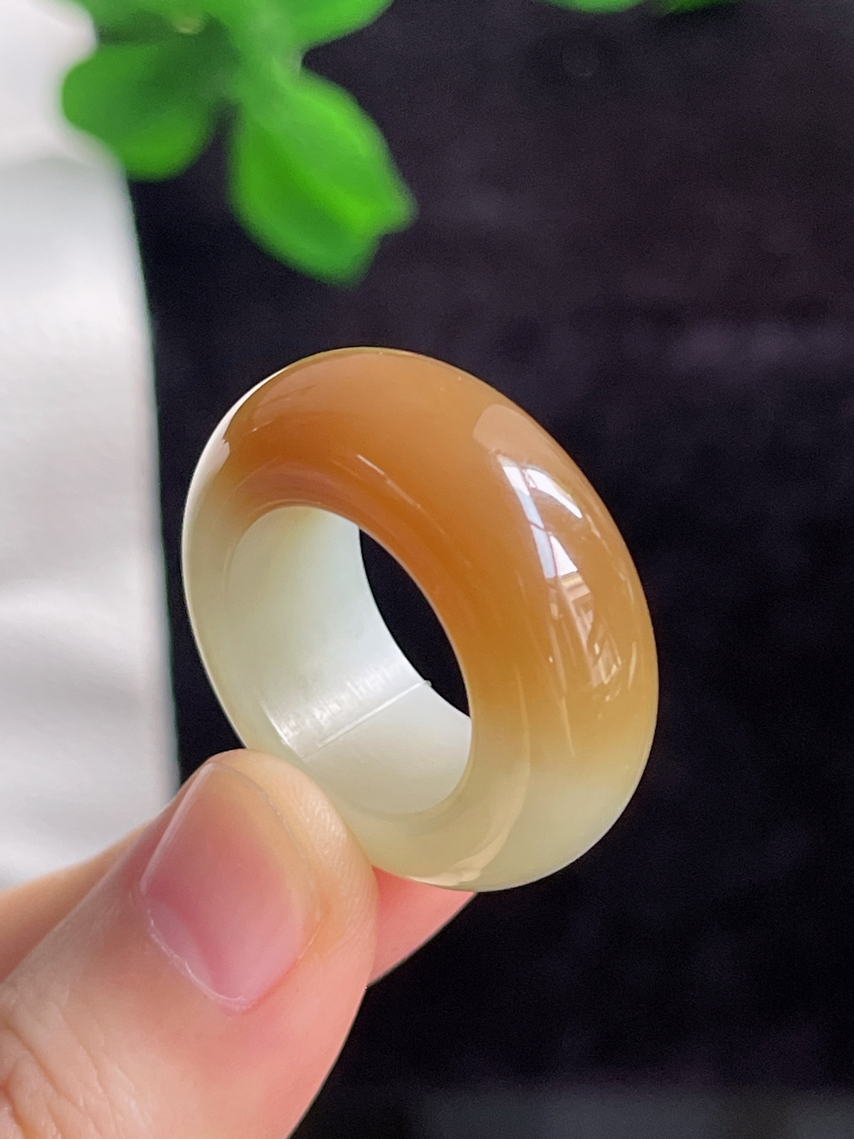 和田玉糖玉宽版指环