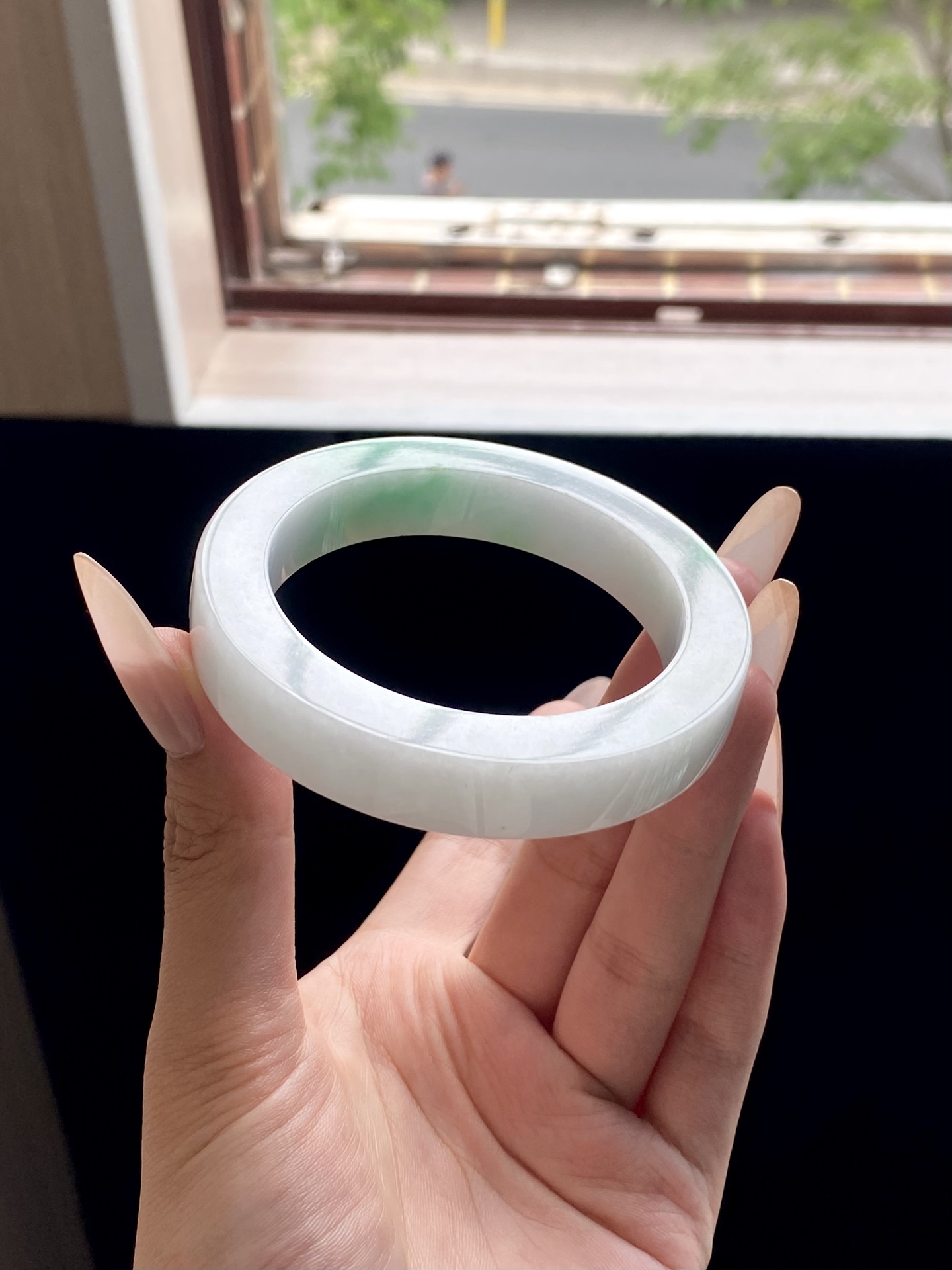 白底青镯胚，A0422-2，⭕️76.5-57-12.2-10，可做57～60正圈