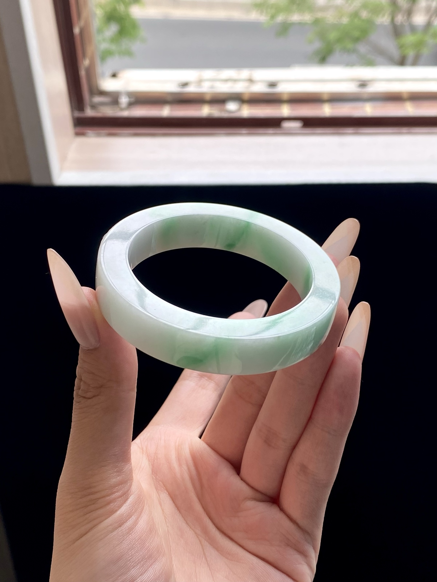 小圈口白底青镯胚，A0422-4，70-53-12.3-8.8，可做53～54正圈