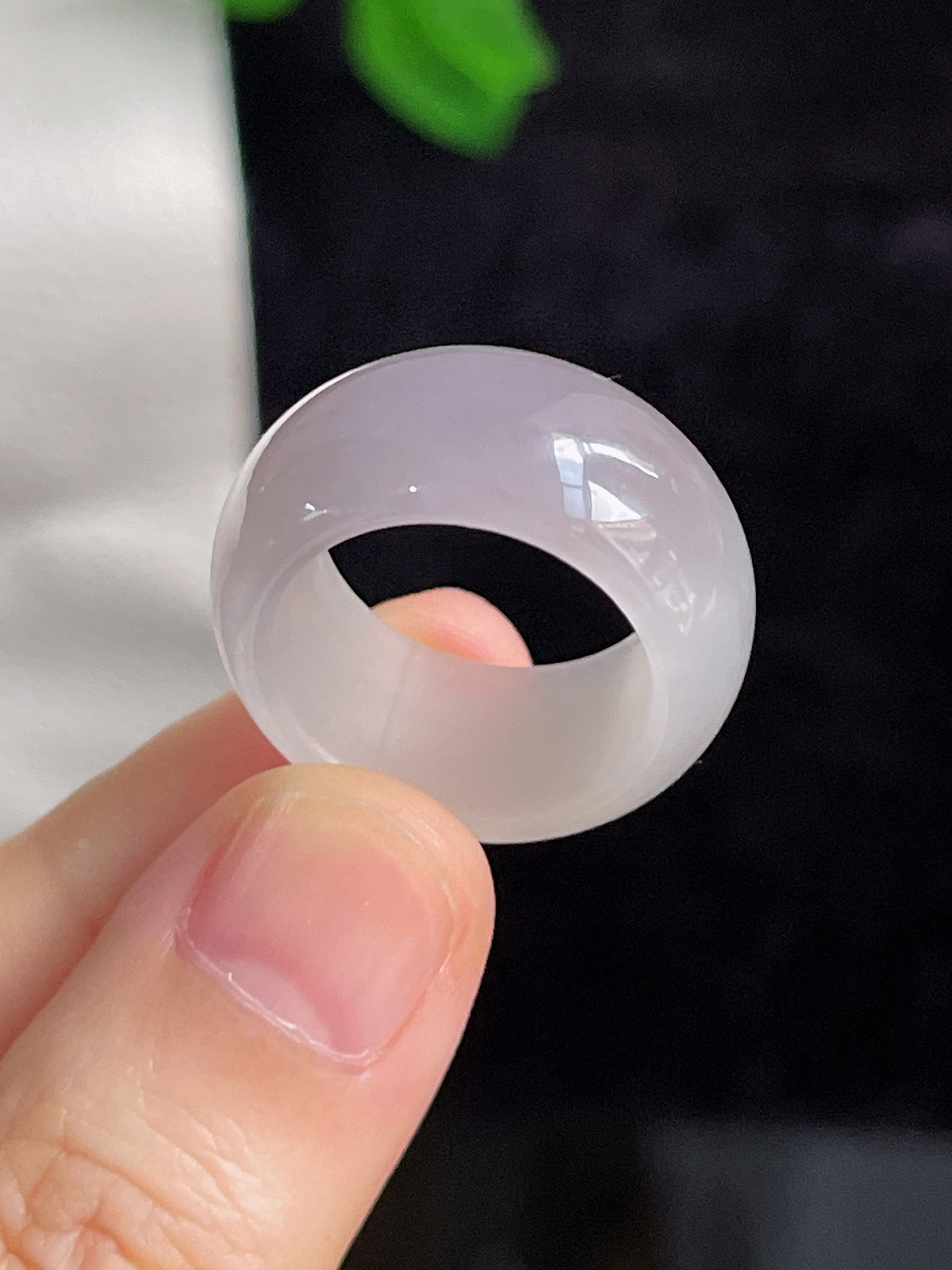 和田玉紫色宽版指环