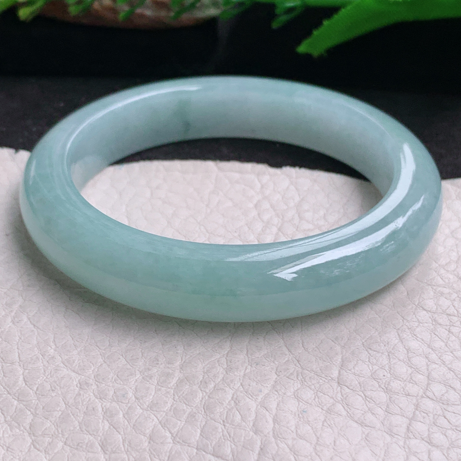 r实拍55*11.6*8.5平安镯 缅甸翡翠a货手镯冰蓝女款正圈玉镯子