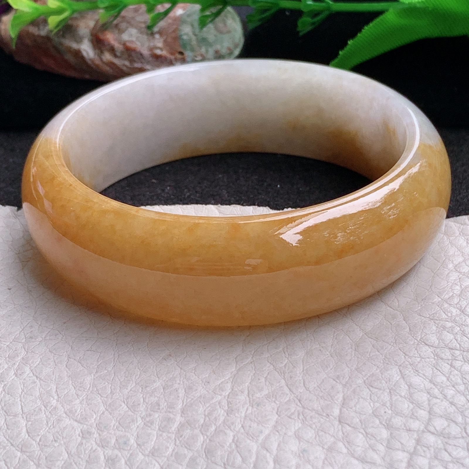 ss稀有大圈口轮胎招财60.5*19.6*8 缅甸翡翠a货手镯黄翡正圈玉镯子