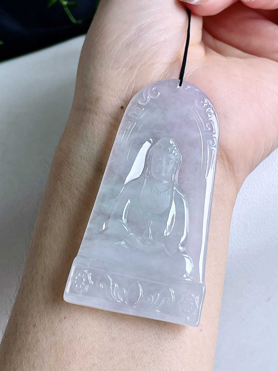 冰观音牌吊坠，缅甸，无裂，性比高，68.4/35.8/4.4，23.5克