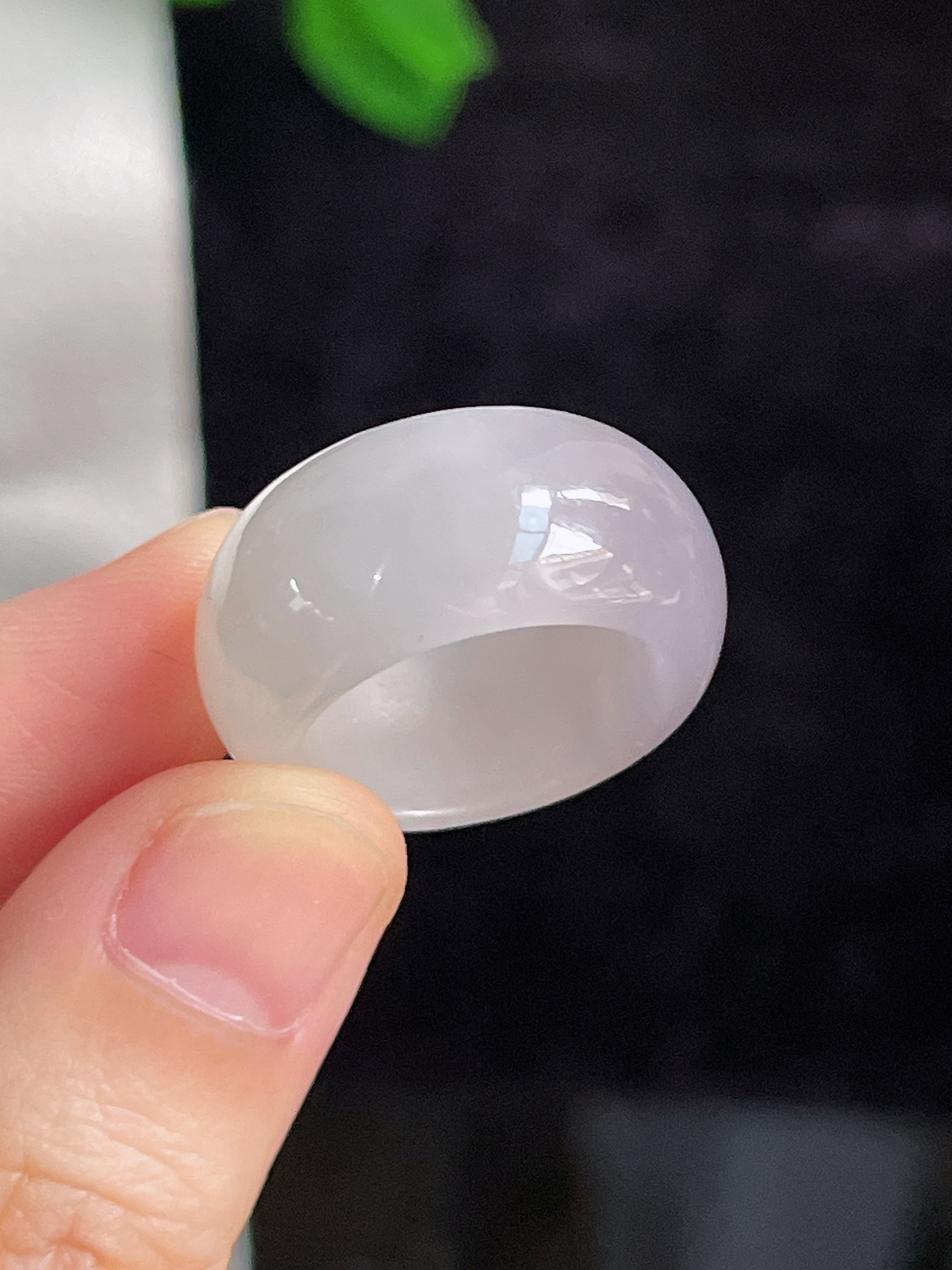 和田玉紫色宽版指环