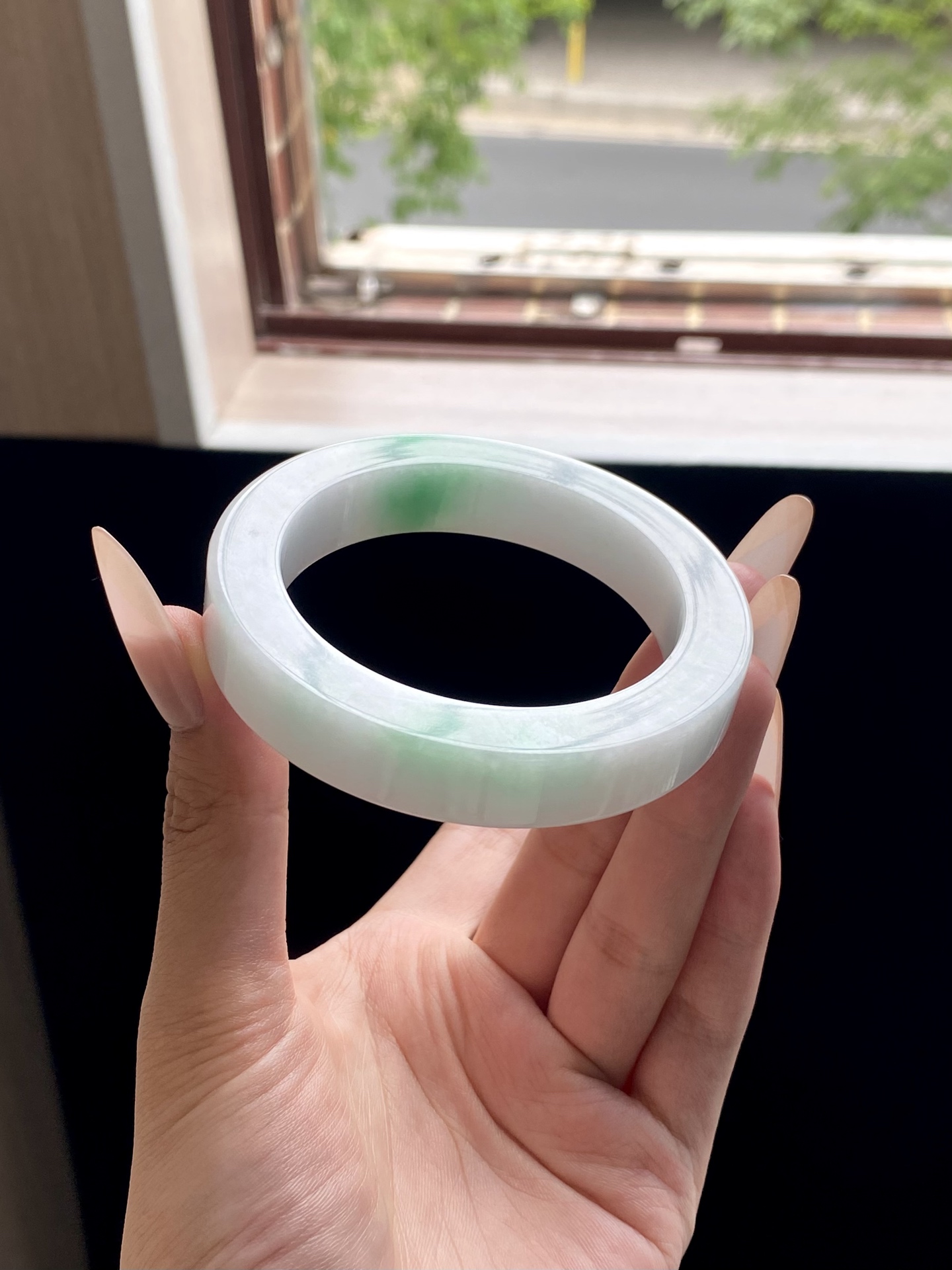 白底青镯胚，A0422-1，76.8-57-12.8-10，可做57～60正圈