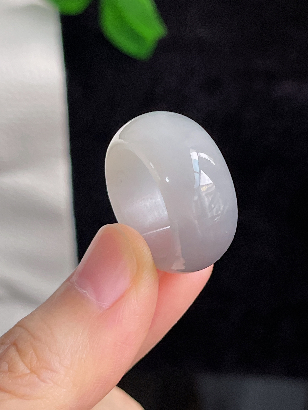 和田玉紫色宽版指环