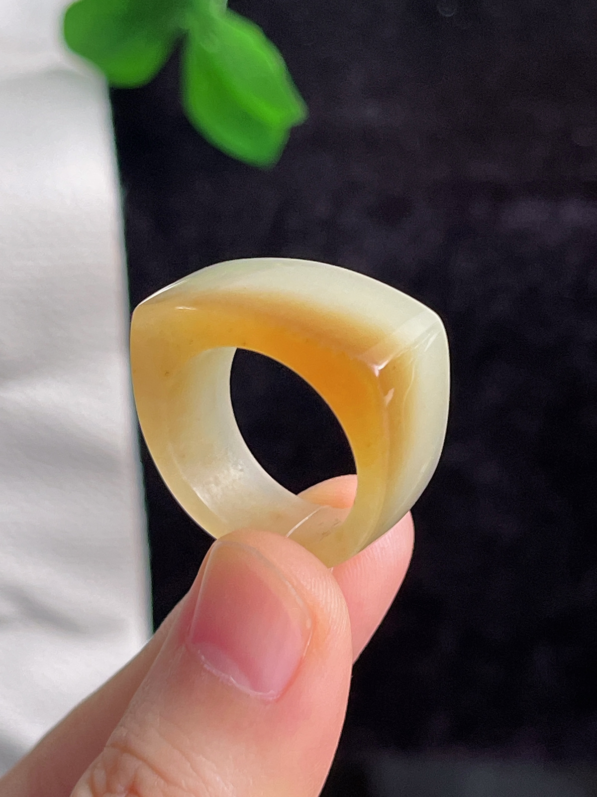 和田玉糖玉马鞍指环