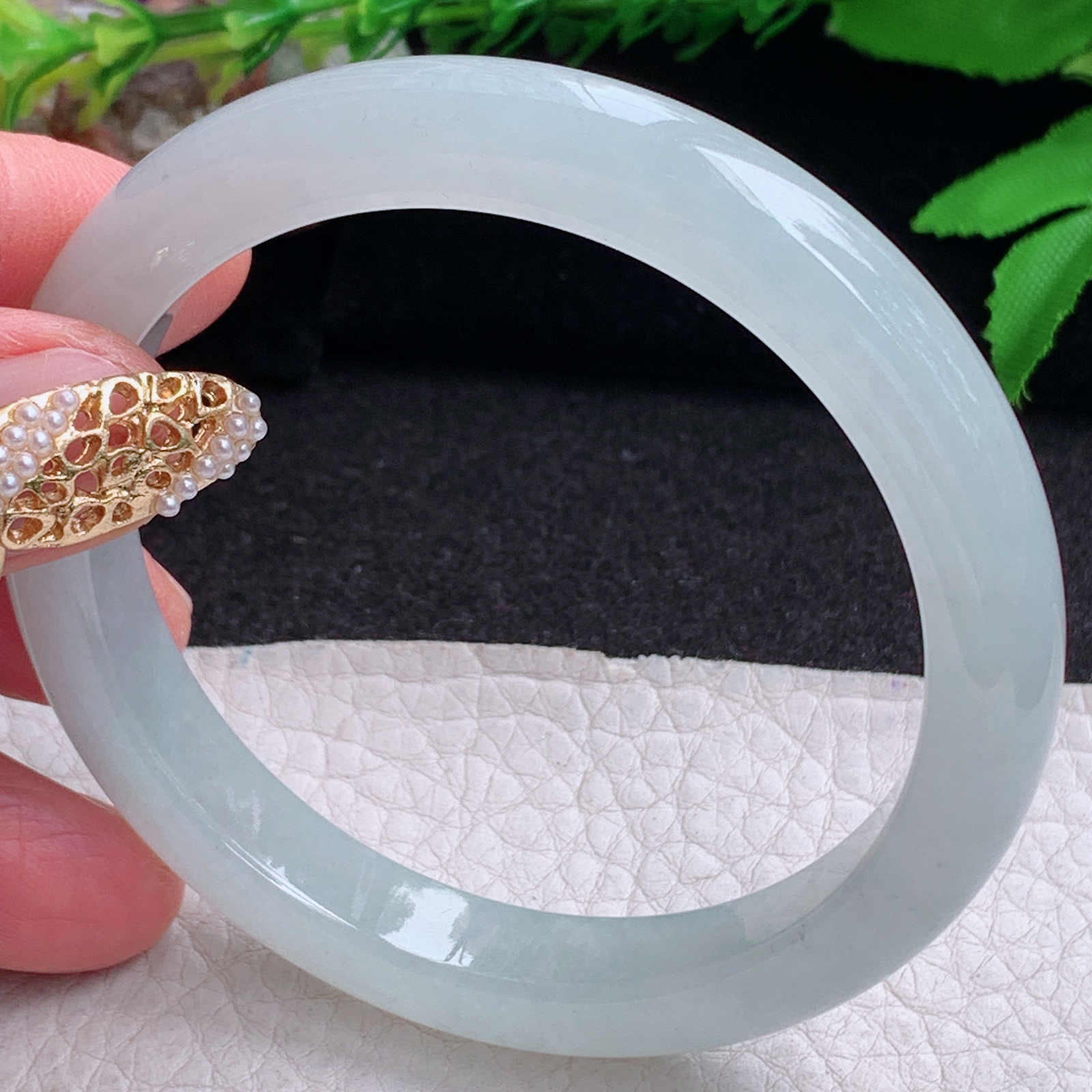 n实拍55.5*9.5*7.6平安镯 缅甸翡翠a货手镯纯美起光正圈玉镯子