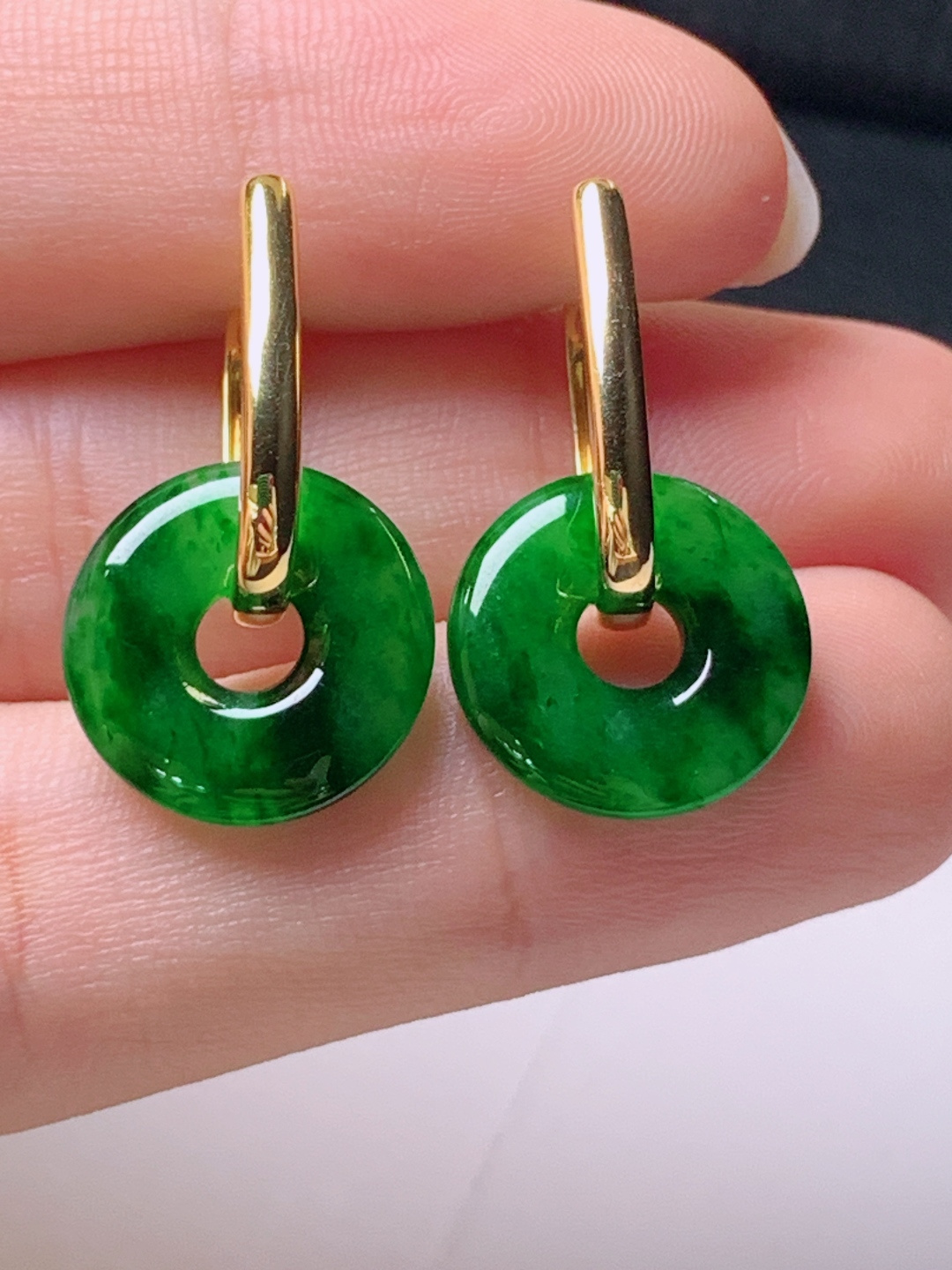 ️ 冰辣绿甜甜圈耳坠，无裂色辣水润，裸石13.8-2.9