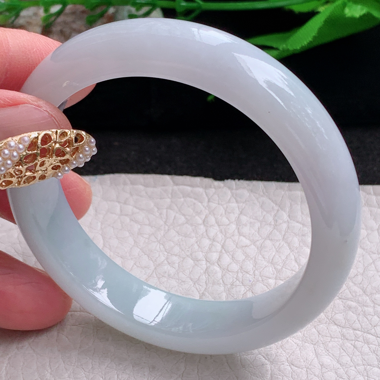 z实拍53*12.2*7.6平安镯 缅甸翡翠a货手镯清新纯美正圈玉镯子