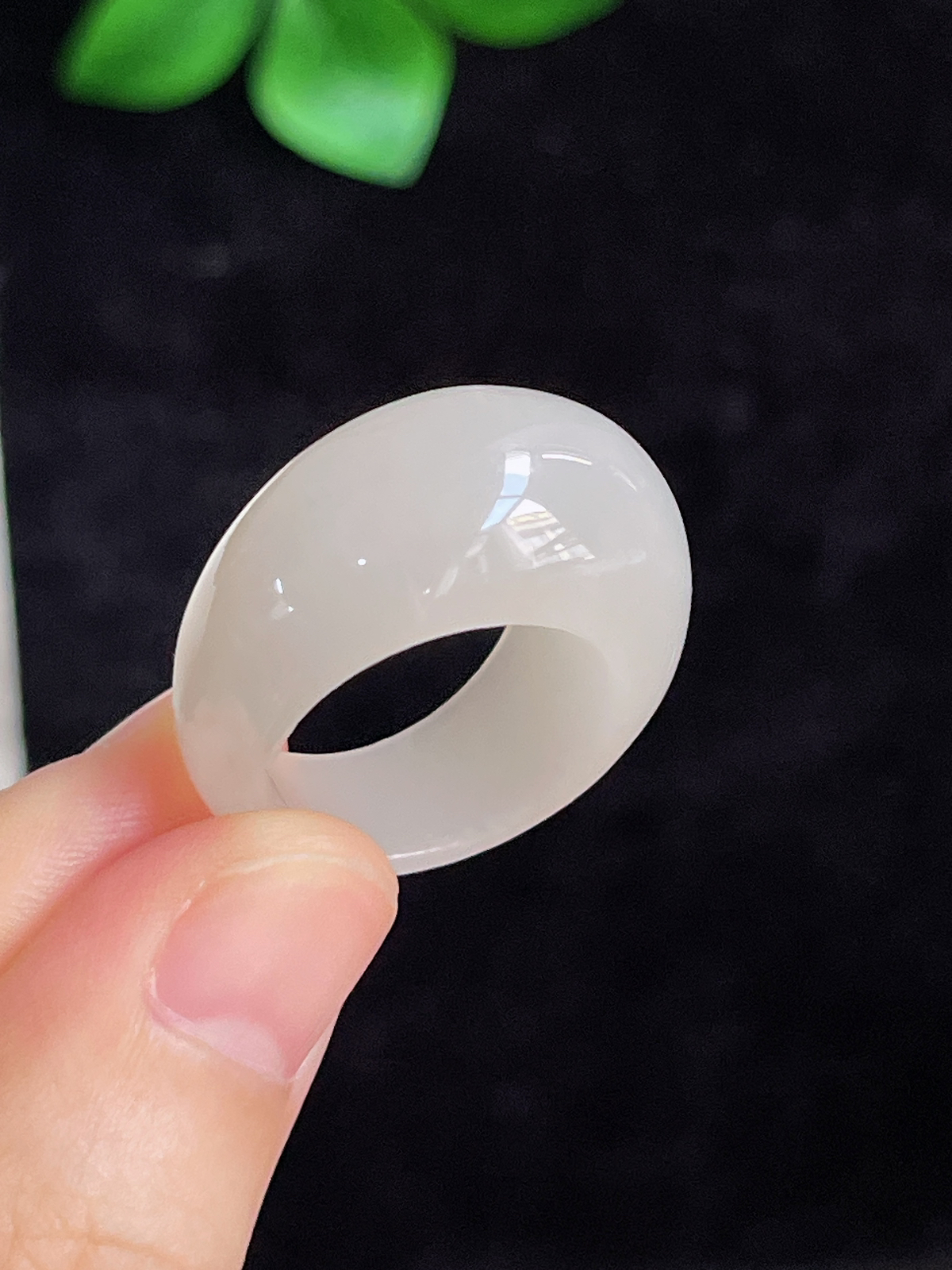 和田玉白玉馒头指环