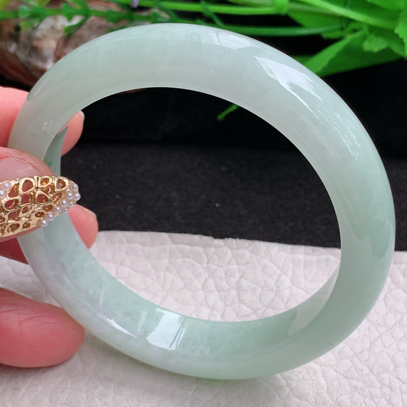 ee实拍55.5*12.3*8.2平安镯 缅甸翡翠a货手镯果绿女款正圈玉镯子