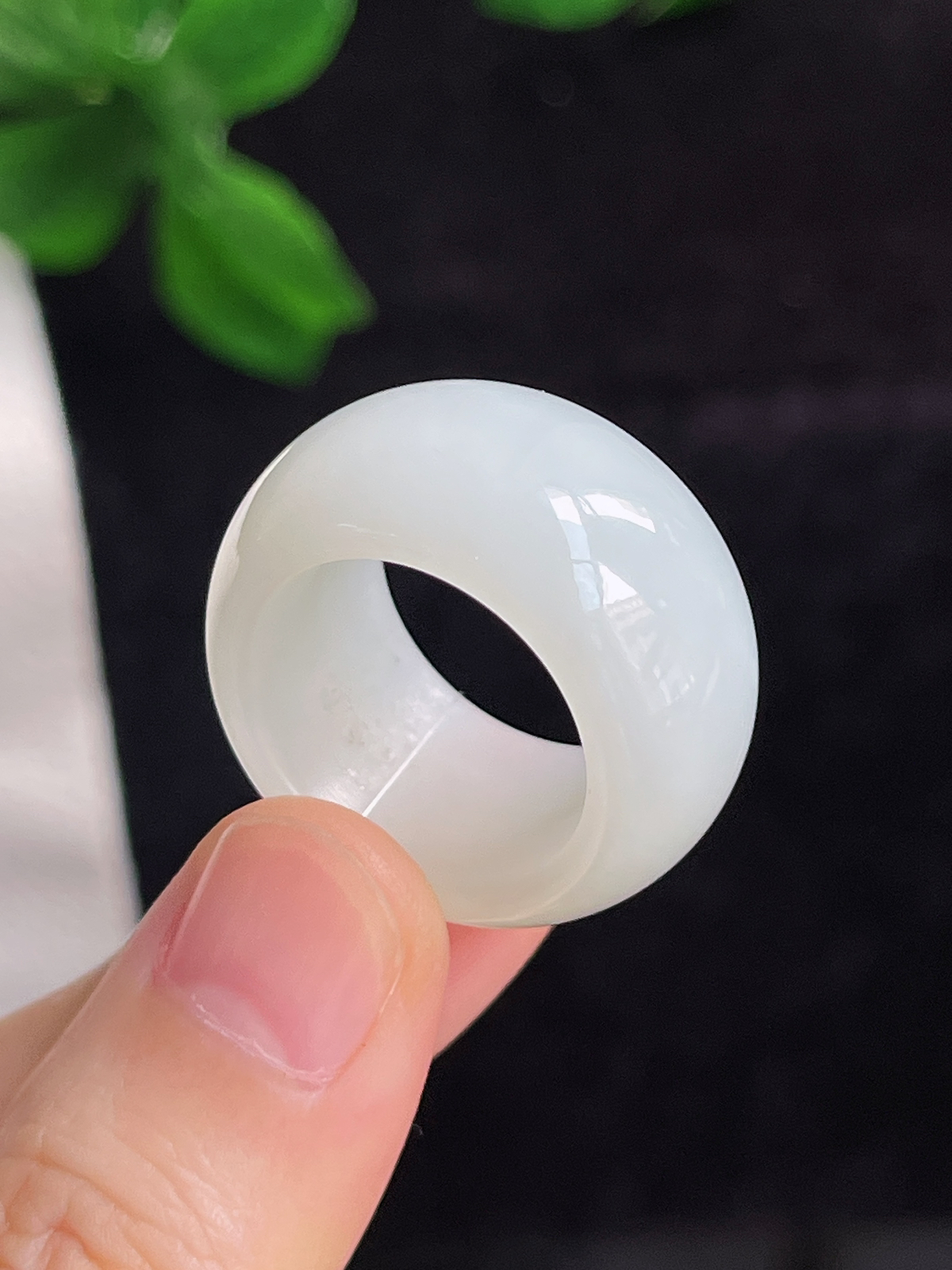 和田玉白玉宽版指环