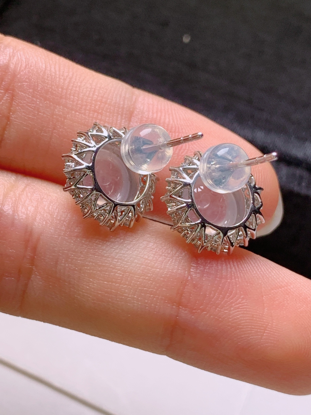 ️ 冰种旦面耳钉，无裂通透起光，种水，裸石8.5/8.3/3.8