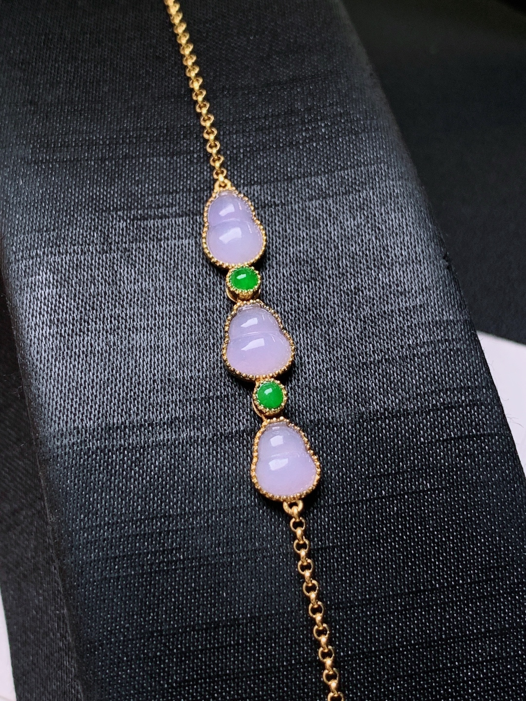 冰粉紫葫芦手链，色甜水润，裸石8.5/7.1/1.6