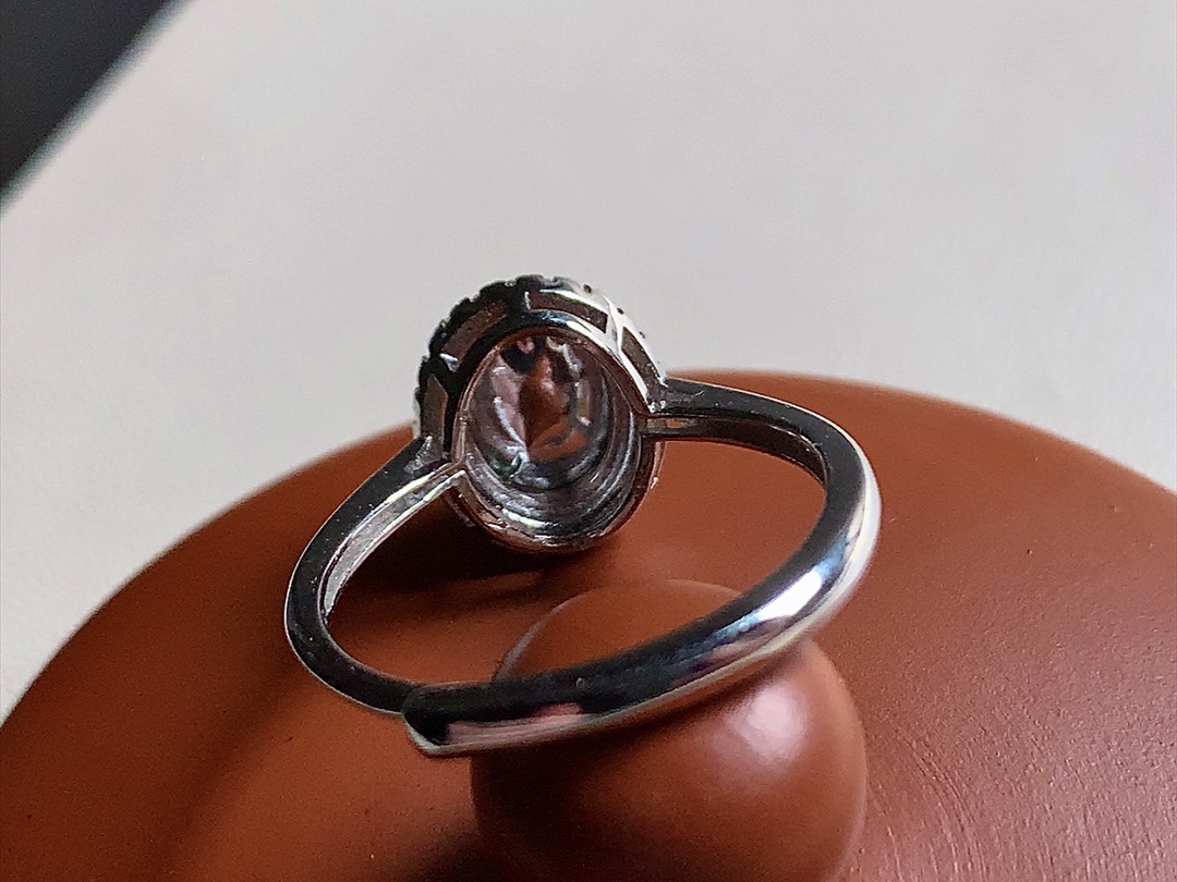 ️ 冰种木那蛋面戒指，银925、色泽清新漂亮，无裂，尺寸11*9.5*6.6、8.3*7，圈口12